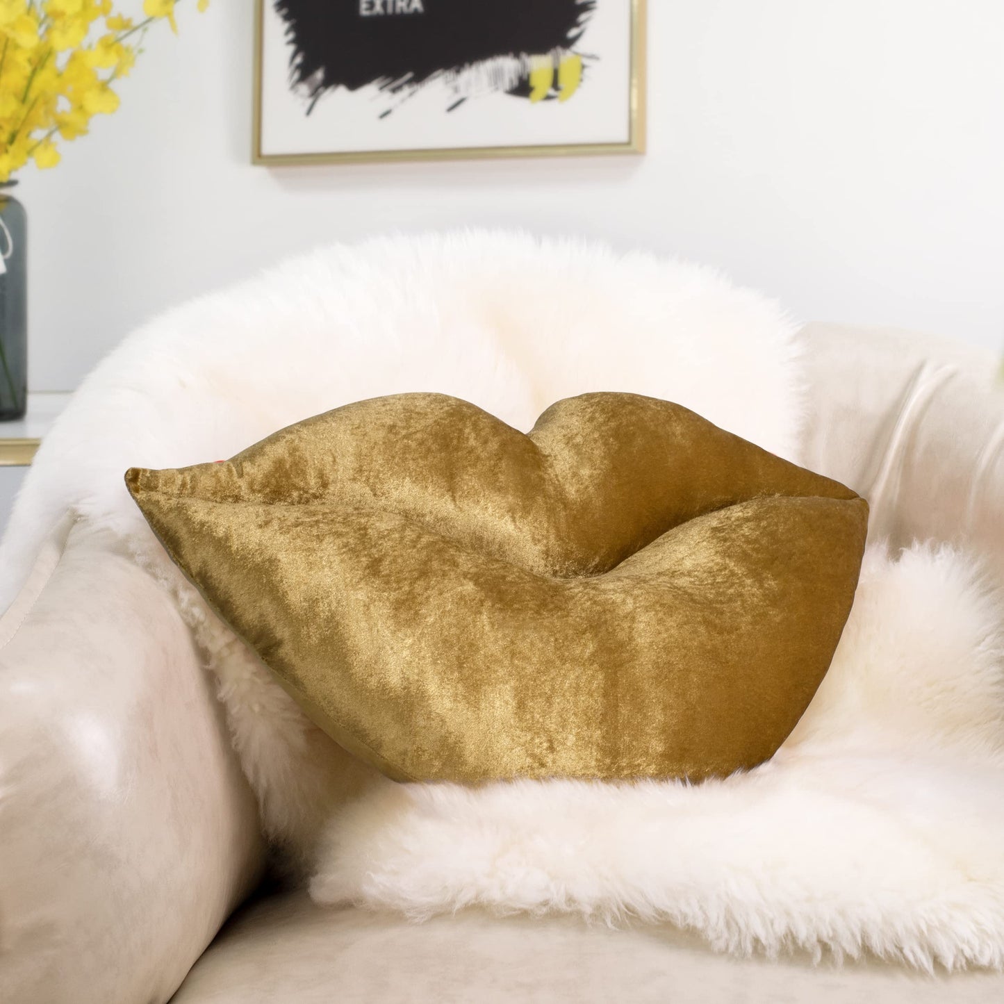AELS 3D Large Lips Throw Pillows Smooth Soft Velvet Decorative Throw Pillows Love Pillows Cute Pillow 24 X 12 inches for Couch Sofa Bed Living Room Bedroom, Red