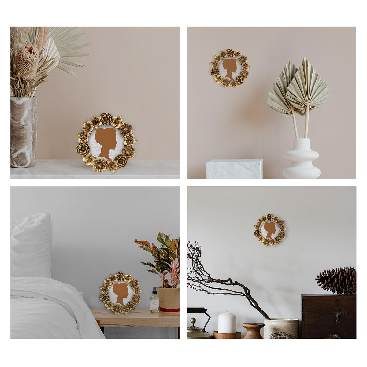 AELS 4x6 Inch Vintage Picture Frame, Elegant Antique Oval Photo Frames with Glass Front, Photo Display, Tabletop Wall Hanging, Gift Ideas, Gold Flower