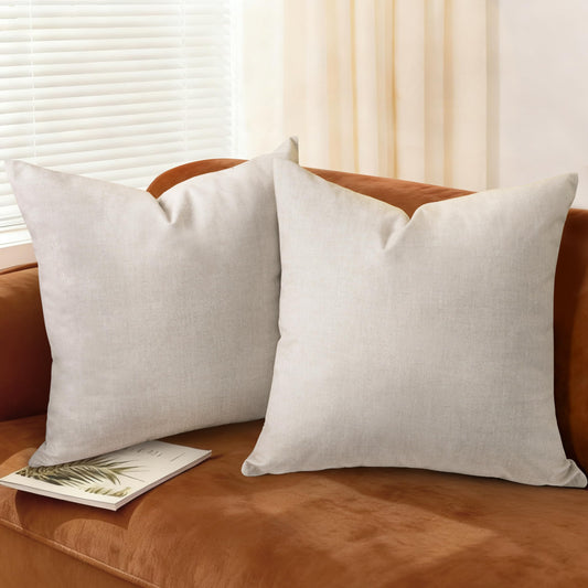 AELS Decorative Throw Pillow Covers 16x16, Set of 2, Soft Textured Look Printed Pillow Case, Modern Farmhouse Cushion Case for Bed Couch Sofa, Mustard Yellow (Covers Only)