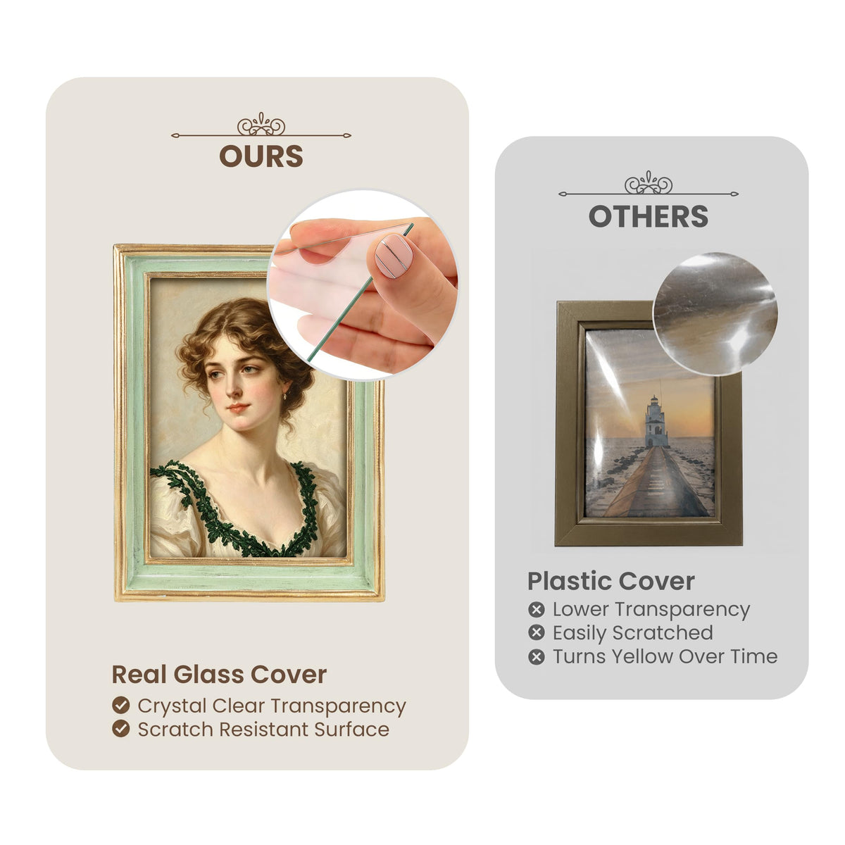 AELS 4x6 Inch Vintage Picture Frame, Elegant Luxury Antique Photo Frames with Glass Front, Photo Display, Tabletop Wall Hanging, Gift Ideas, Pearl Pattern