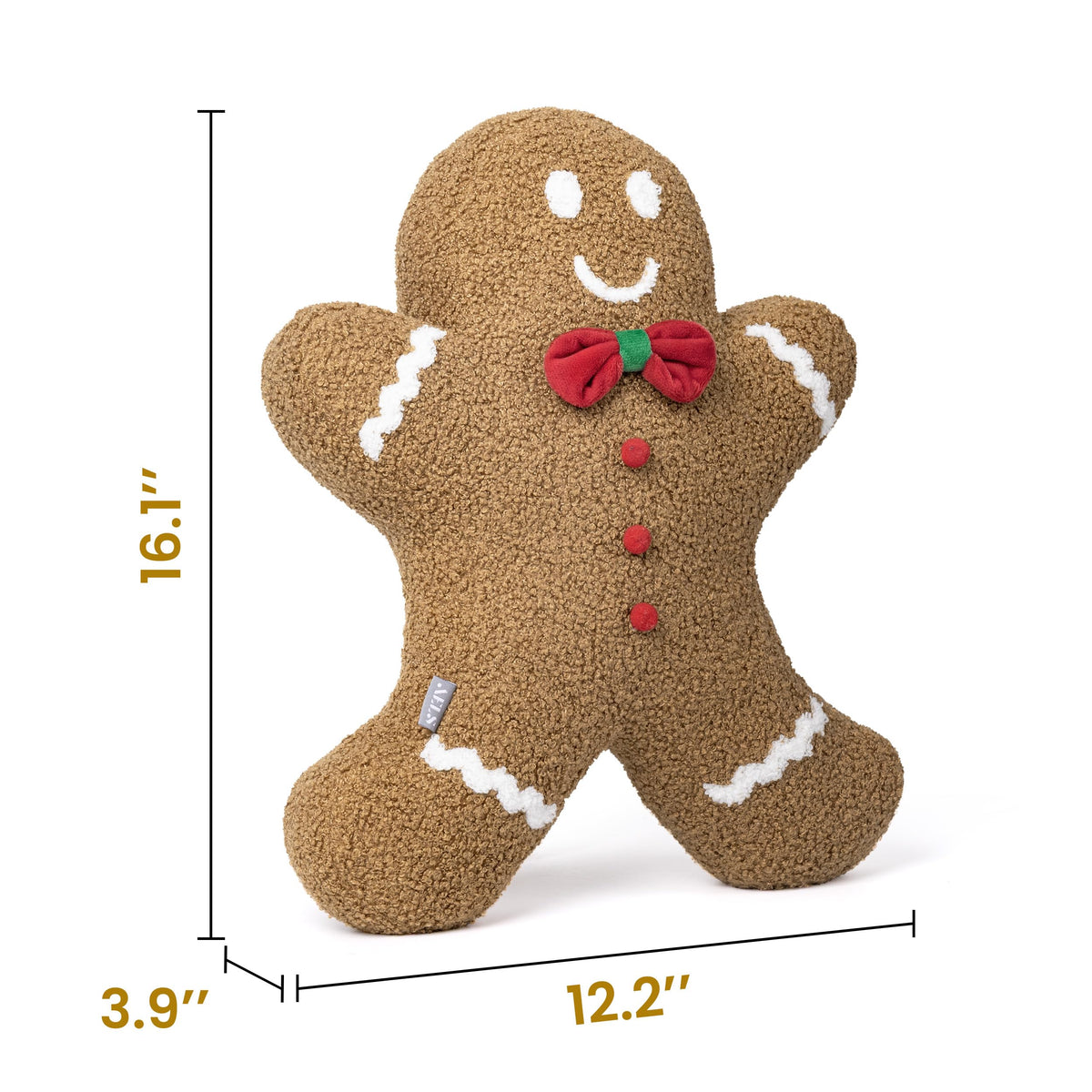 AELS Gingerbread Man Christmas Tree Pillow, 16.1" & 15.7" Set of 2