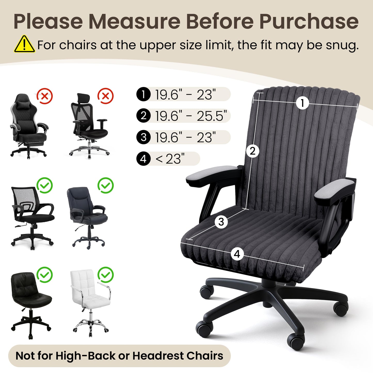 Faux Fur Office Chair Cover with Zipper, Desk Chair Slipcover Pink | Soft Breathable Faux Fur Office Chair Cover with Zipper, Removable Washable Cover for Home & Office, Fits Desk Chair/Armchair