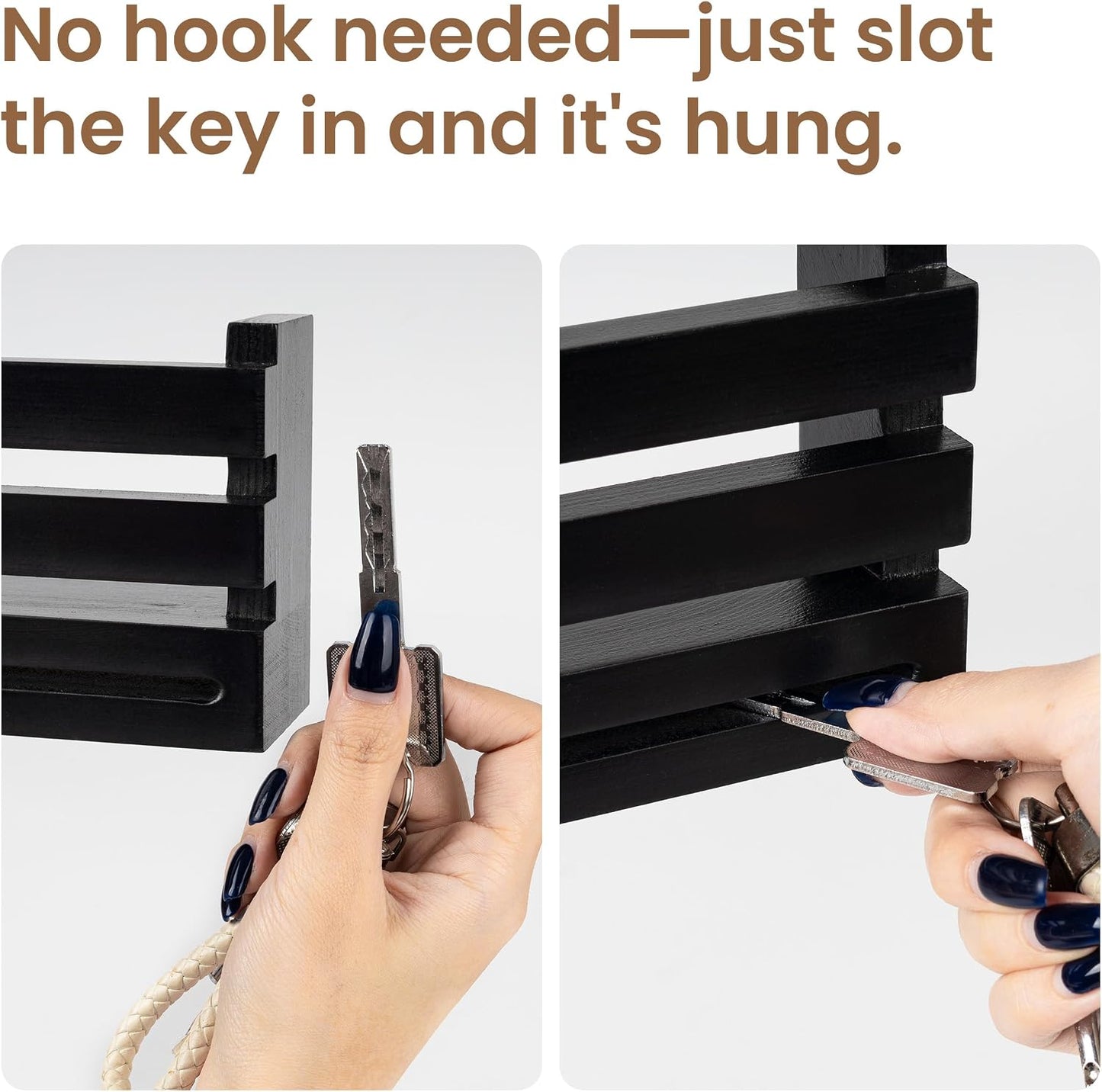Black Wall Mounted Key Holder with Acrylic Vase & Mail Organizer, Wooden Entryway Key Rack with 5.9" Test Tube Vase, Decorative Key Hanger with Slot for Keys and Letters, Gift Idea