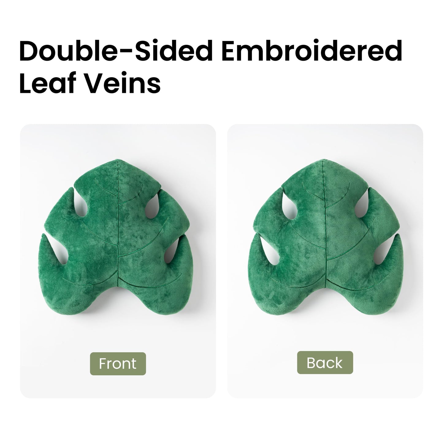 AELS Set of 2 3D Leaves Decorative Throw Pillows, 18"& 14" Monstera Deliciosa Plush Pillow Set for Plant Lovers Garden Lovers, Living Room Bedroom Nursery Decor, Bluish Green & Light Green
