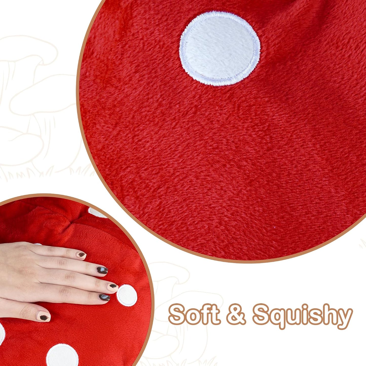 AELS 15.35 Inches Mushroom Pillow, Cute 3D Polka Dot Mushroom Plush, Decorative Throw Pillow for Lover Sofa Couch Living Room Bedroom Decor, Red