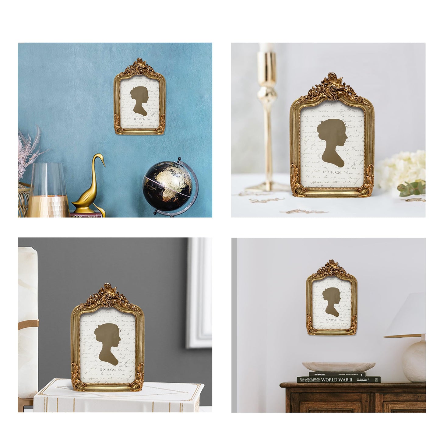 AELS 4x6 Inch Vintage Picture Frame, Elegant Antique Photo Frames with Glass Front, Photo Display, Tabletop Wall Hanging, Gift Ideas