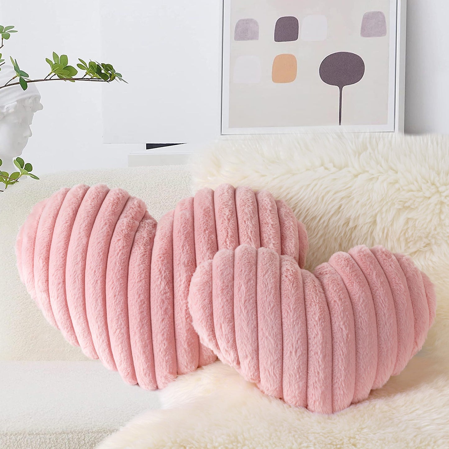 AELS Heart Shaped Pillow, 17.7 Inches Heart Decorative Throw Pillows, Velvet Love Cute Pillows, Valentines Day Decorations, Wedding Decor, Living Room Bedroom Nursery Decor, Golden