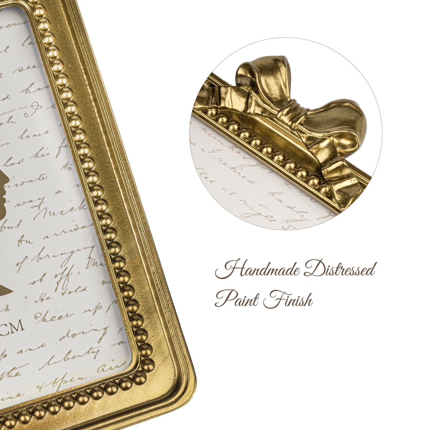 AELS 4x4 Inch Heart Shaped Vintage Picture Frame, Elegant Antique Bow Photo Frames with Glass Front, Photo Display, Tabletop Wall Hanging, Gift Ideas, Golden Bronze