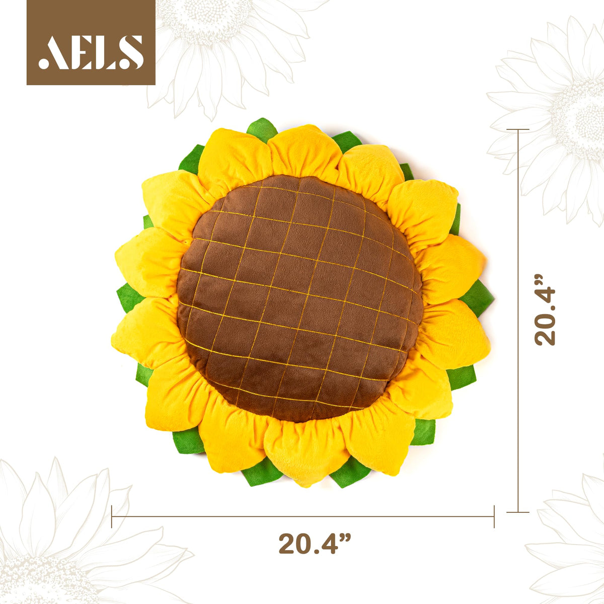 AELS Set of 2 Sunflower Pillow, 3D Decorative Throw Pillow, 20.4"& 16.5" Cute Sunflower Decor for Plant Lover, Sofa Couch Living Room Bedroom Nursery Decor, Yellow