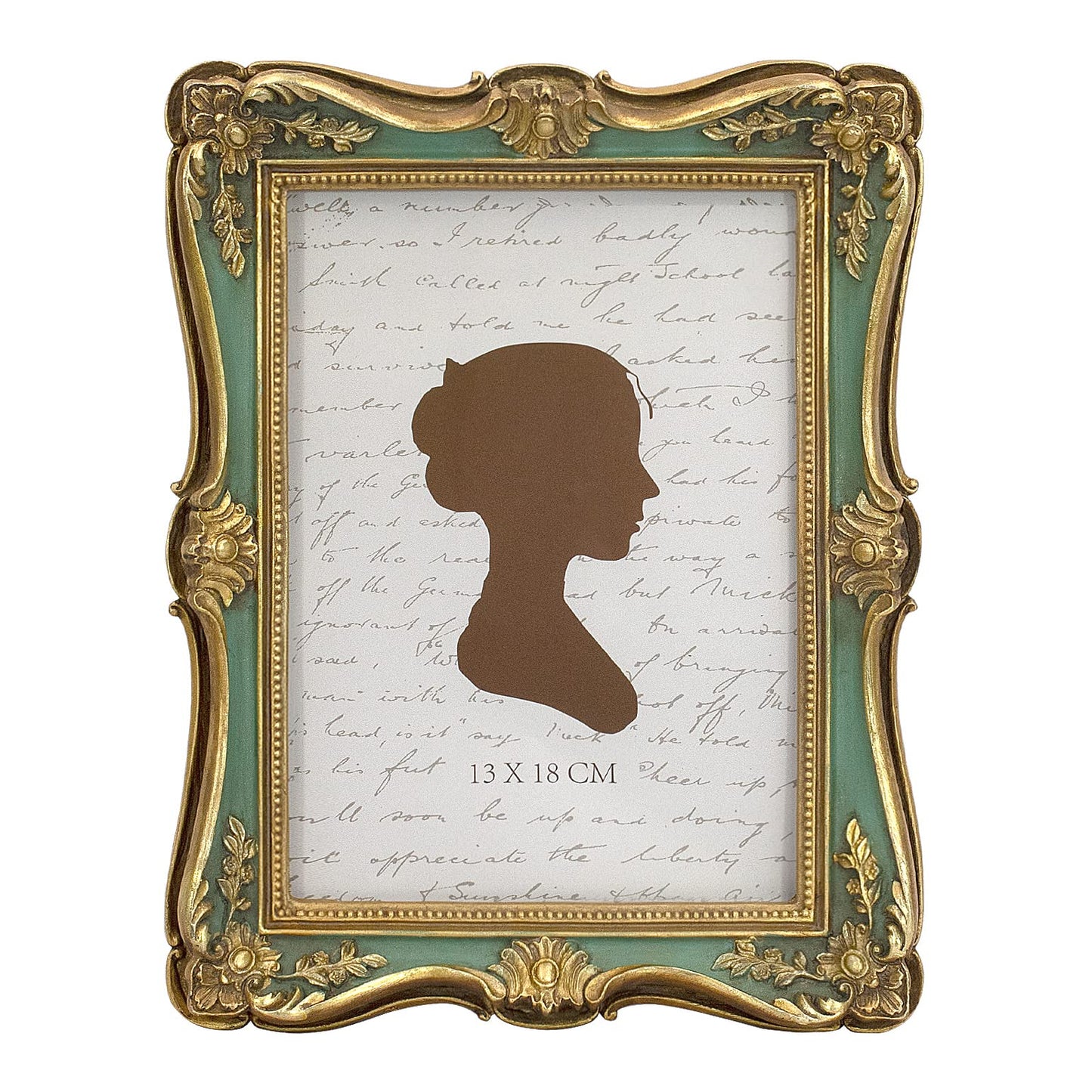 AELS 4x6 Inch Vintage Picture Frame, Elegant Antique Photo Frames with Glass Front, Photo Display, Tabletop Wall Hanging, Gift Ideas, Gold and Green