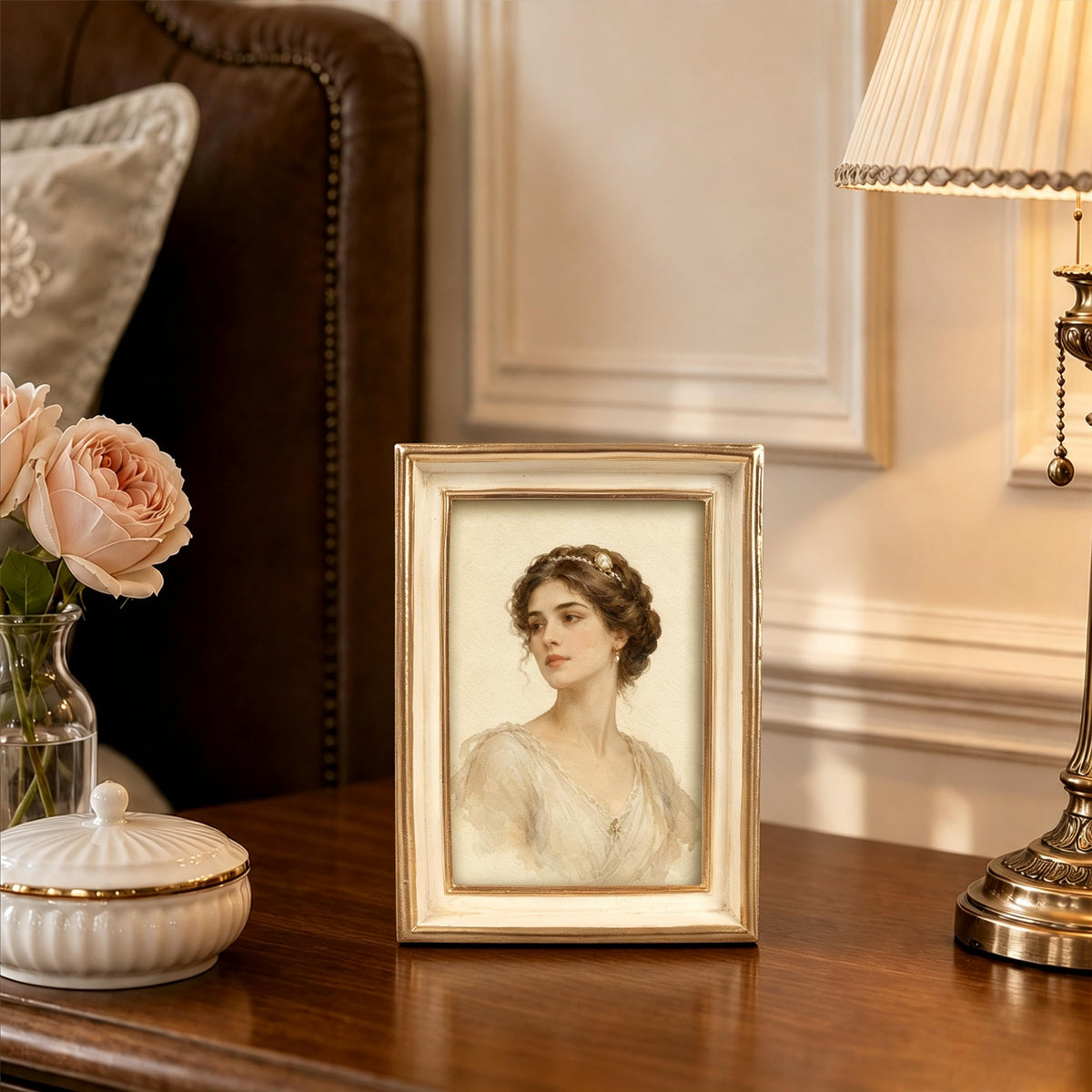 AELS 4x6 Inch Vintage Picture Frame, Elegant Luxury Antique Photo Frames with Glass Front, Photo Display, Tabletop Wall Hanging, Gift Ideas, Pearl Pattern