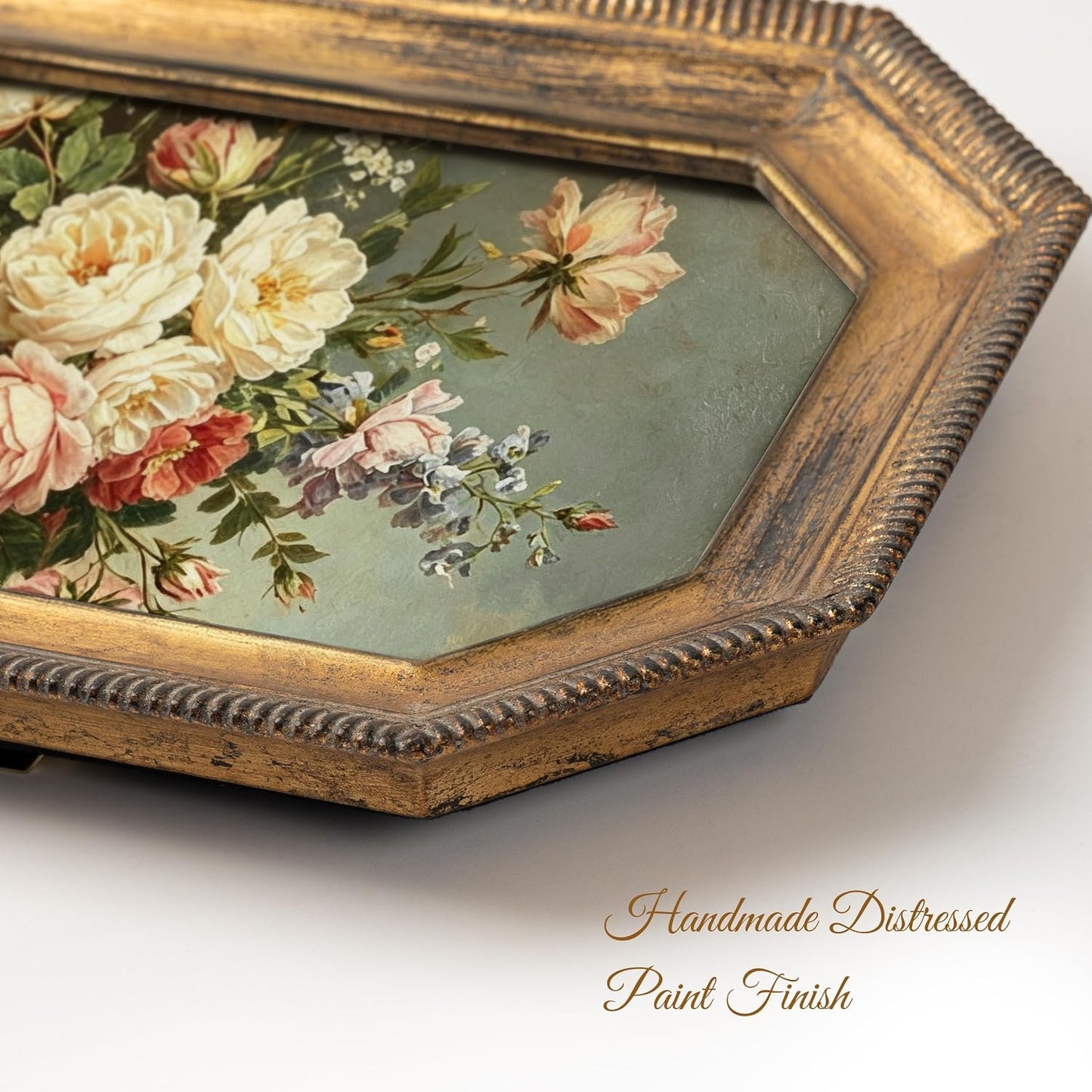 AELS 5x7 Inch Vintage Octagonal Picture Frame, Elegant Antique Ridged Design Photo Frames with Glass Front, Photo Display, Tabletop Wall Hanging, Gift Ideas, Distressed Bronze