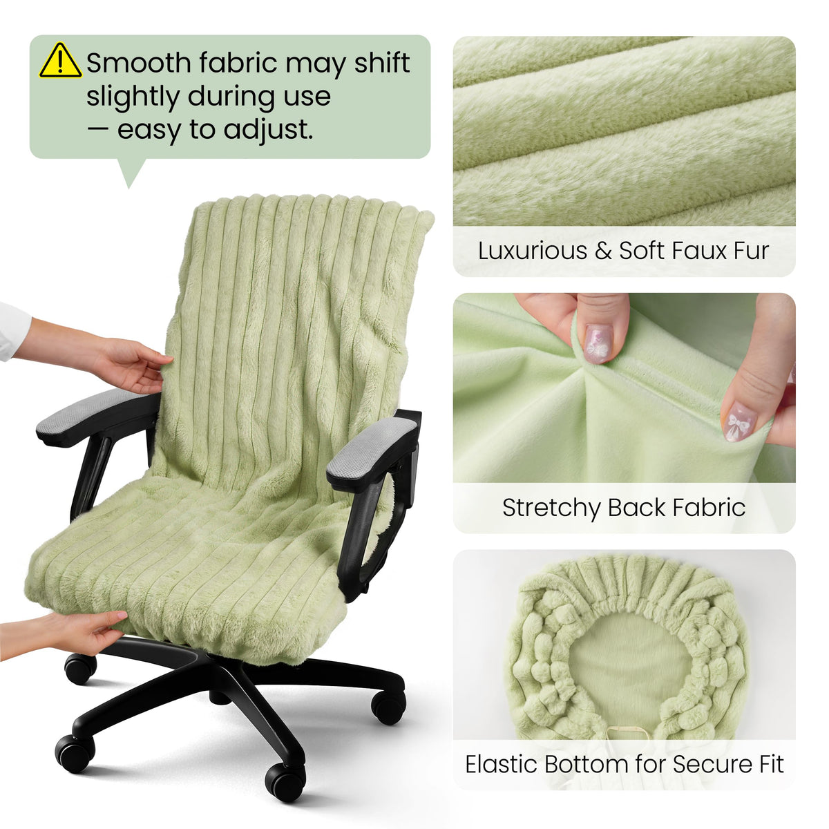 AELS Faux Fur Office Chair Cover with Zipper, Chair Slipcover Dark Grey