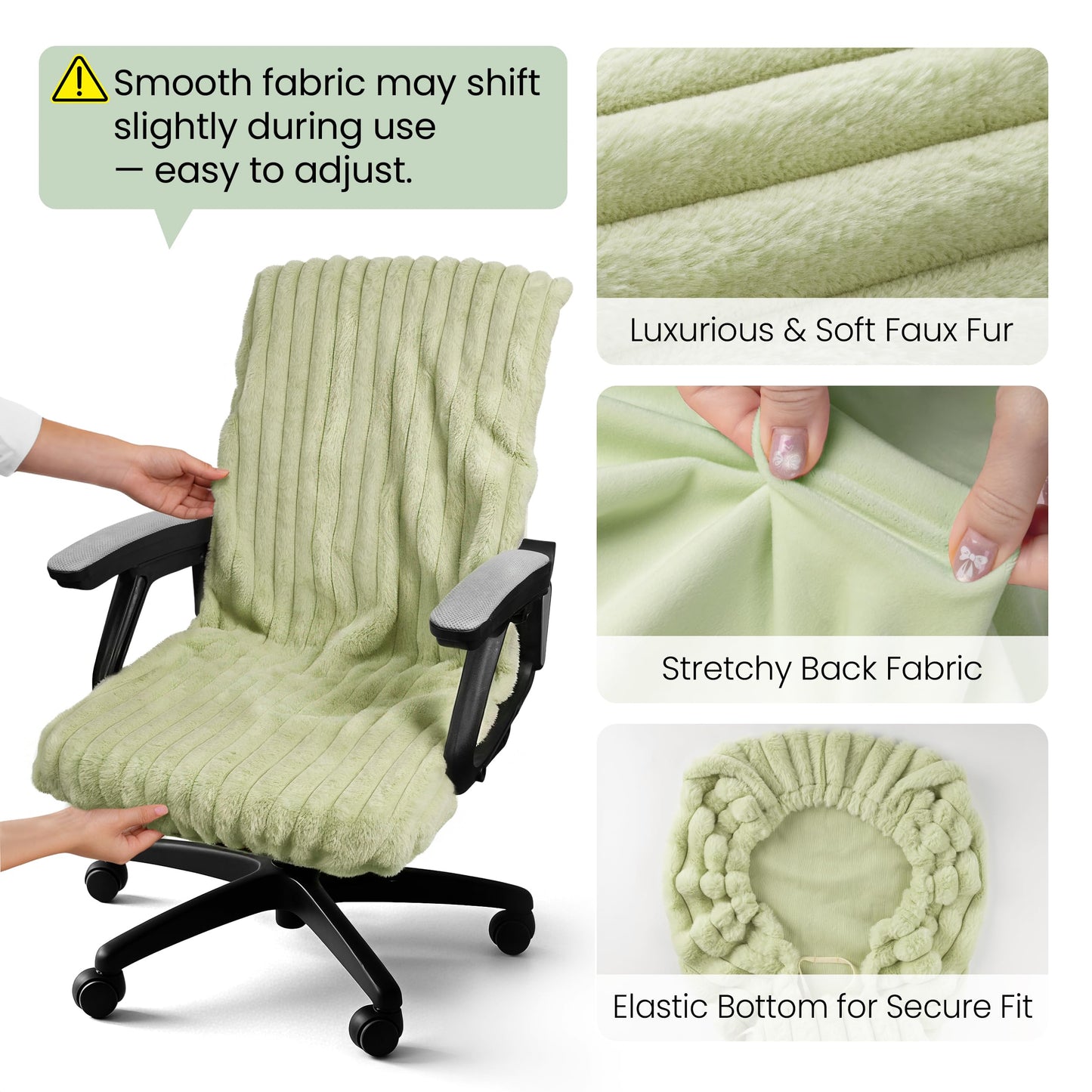 Faux Fur Office Chair Cover with Zipper, Desk Chair Slipcover Pink | Soft Breathable Faux Fur Office Chair Cover with Zipper, Removable Washable Cover for Home & Office, Fits Desk Chair/Armchair