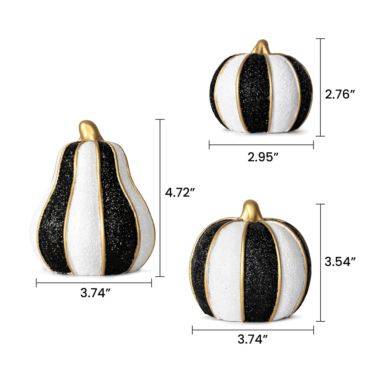 AELS 5.9" Tall Modern Farmhouse Pumpkins Fall Decor Indoor, Set of 2 Elegant Tabletop Decorations, Resin Artificial Pumpkins Decor for Fall Table Runner, Office, Holiday Party Home, White