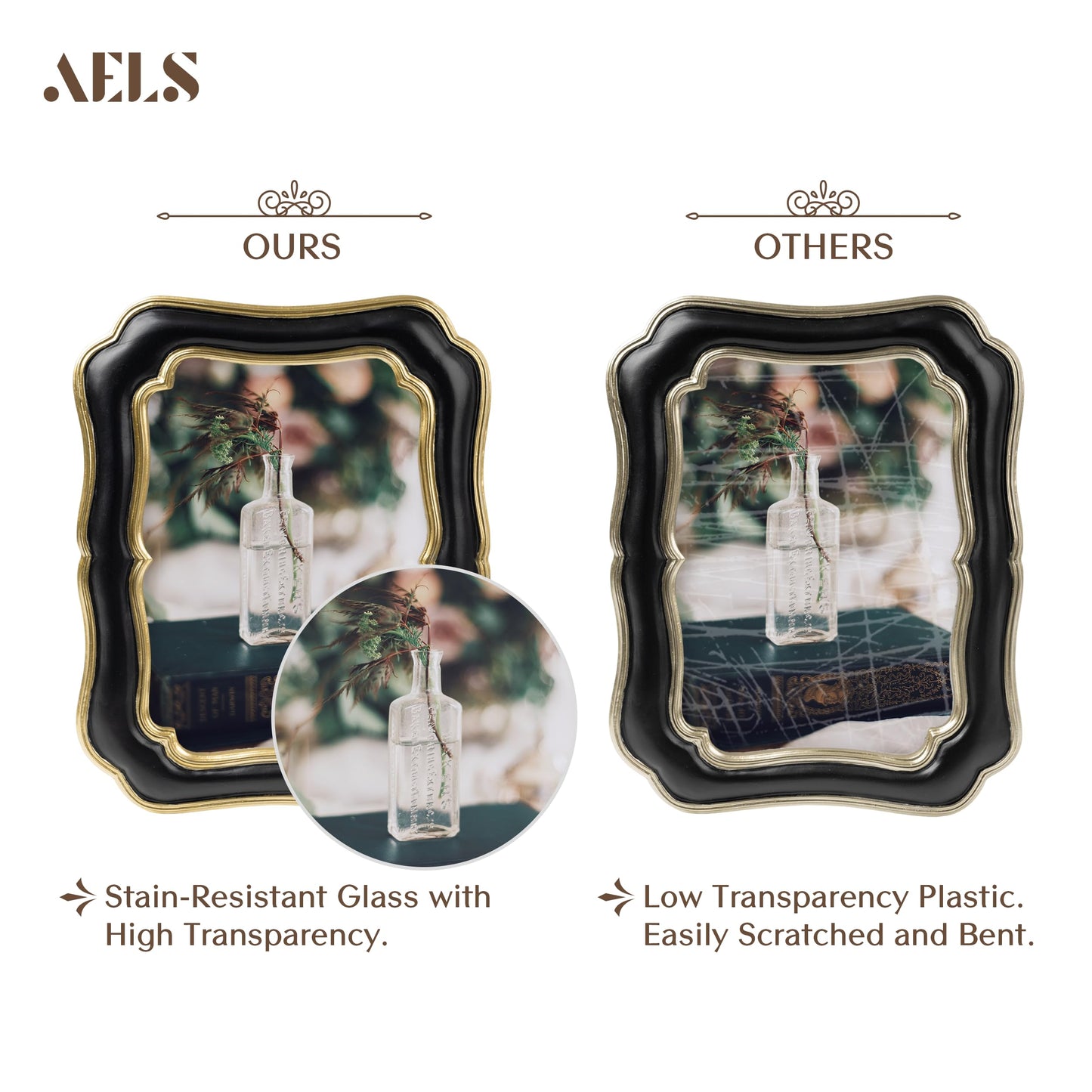 AELS 5x7 Inch White Gold Vintage Picture Frame, Elegant Antique Photo Frames with Glass Front, Photo Display, Tabletop Wall Hanging, Gift Ideas