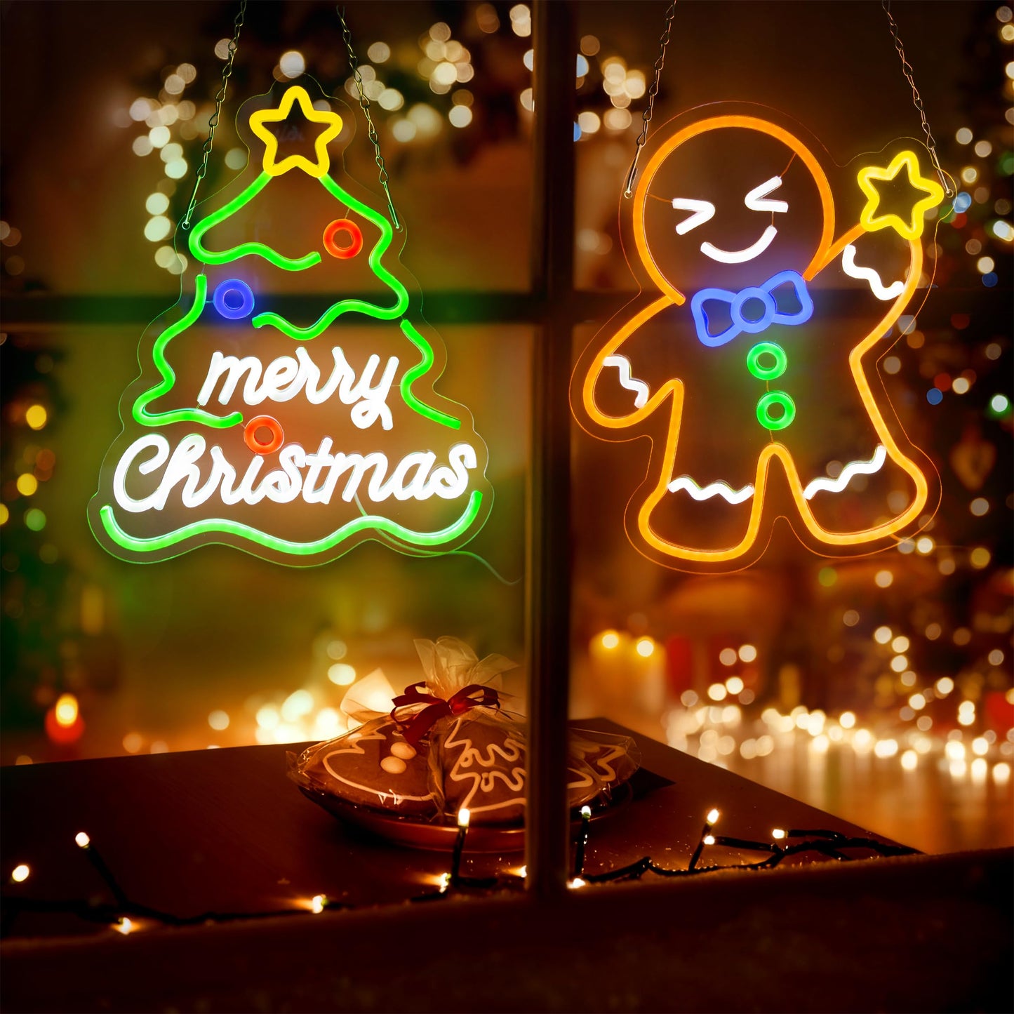 AELS 13.3" Snowflake Christmas LED Neon Sign, Dimmable USB Powered Holiday Decor for Window Wall Tree Bar & Party, Christmas Home Decor