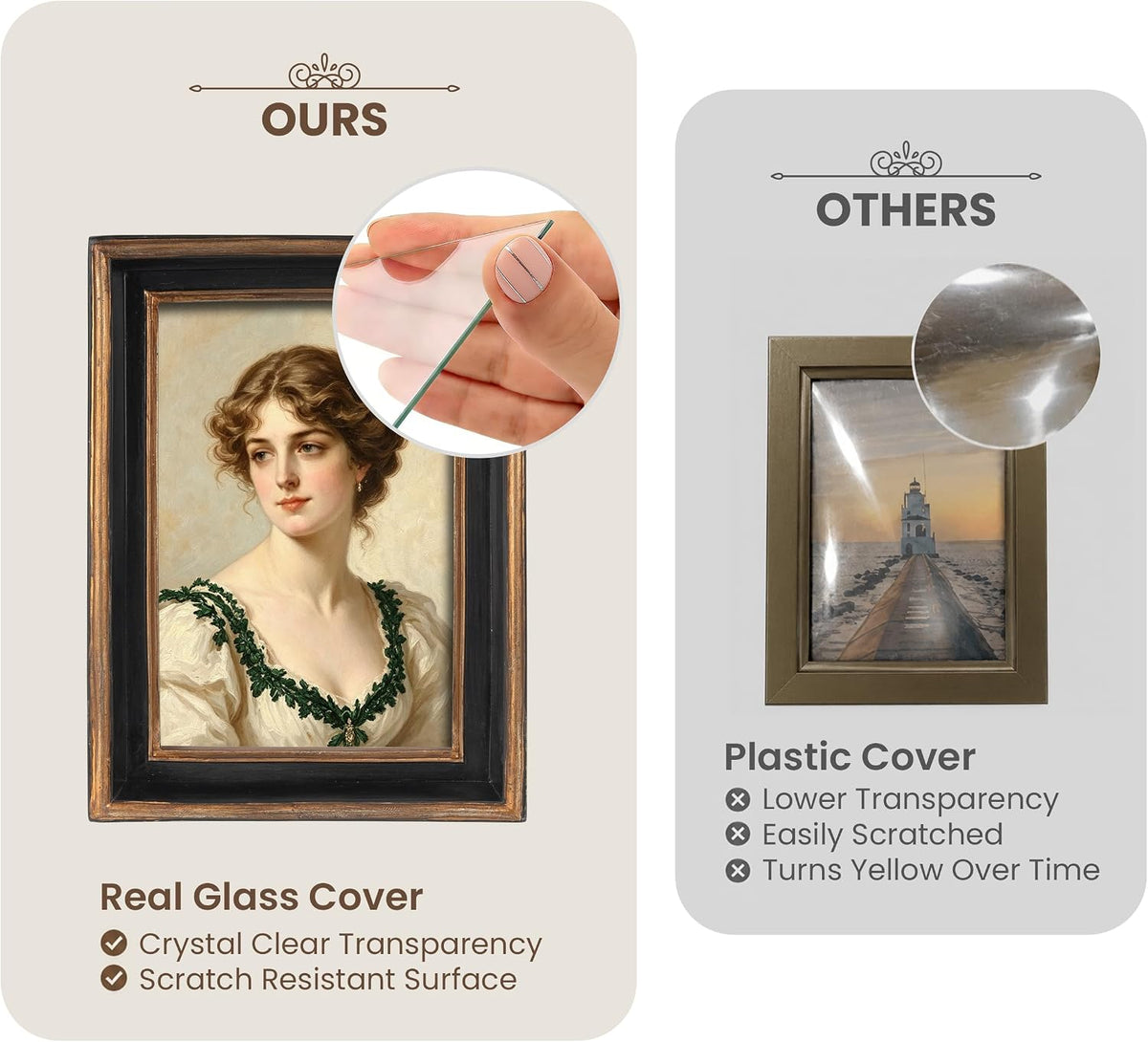 AELS 4x6 Inch Vintage Picture Frame, Elegant Luxury Antique Photo Frames with Glass Front, Photo Display, Tabletop Wall Hanging, Gift Ideas, Pearl Pattern