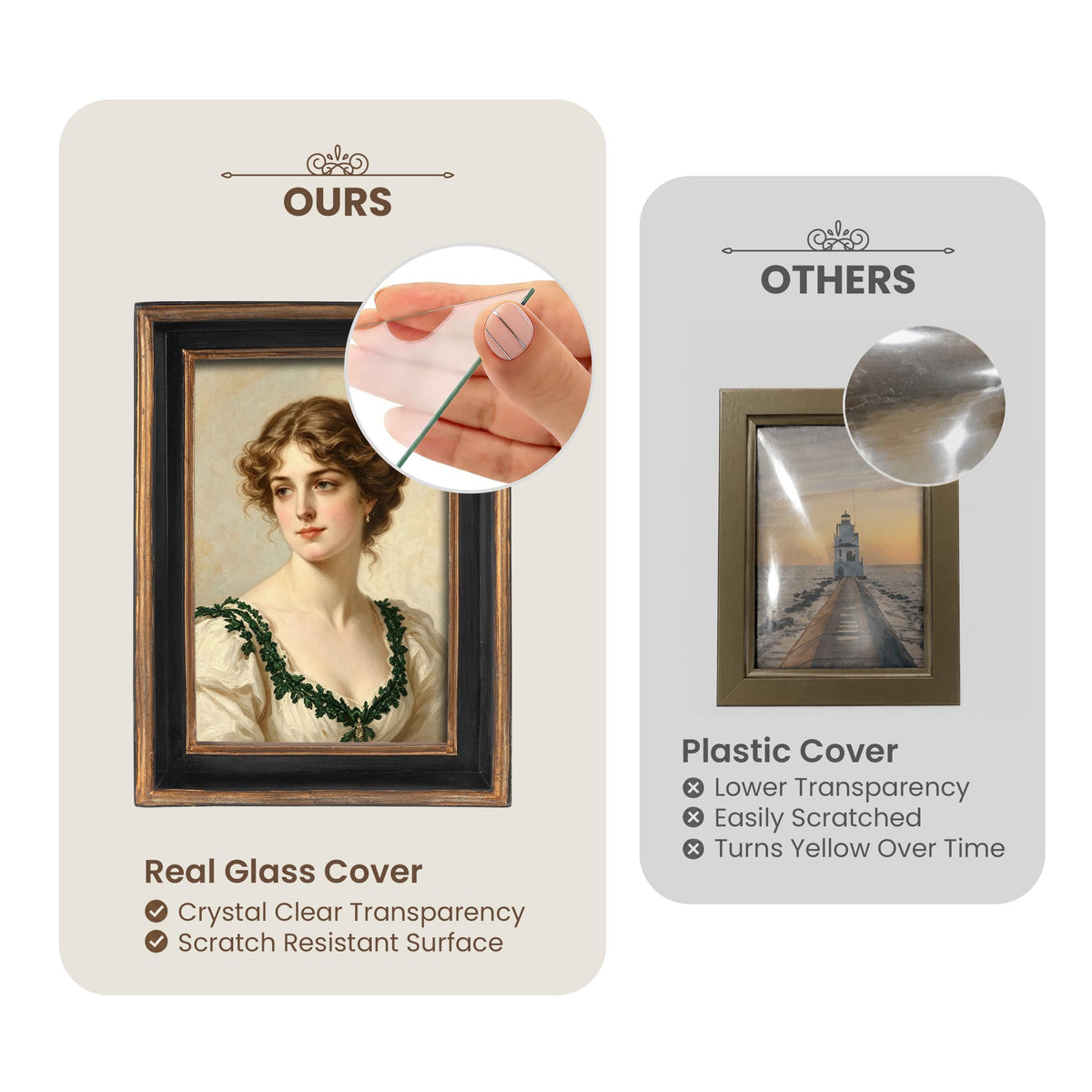 AELS 4x6 Inch Vintage Picture Frame, Elegant Luxury Antique Photo Frames with Glass Front, Photo Display, Tabletop Wall Hanging, Gift Ideas, Pearl Pattern