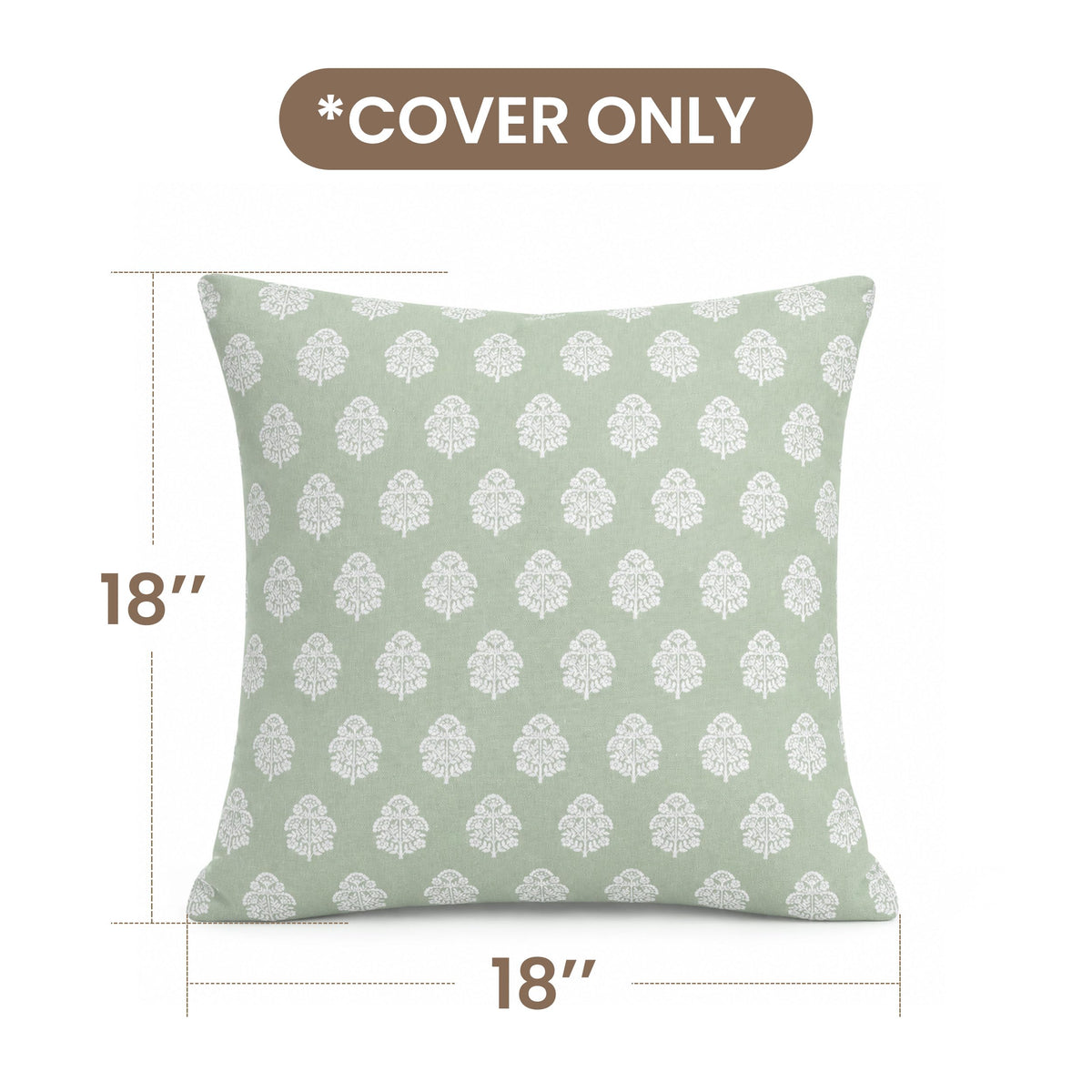 AELS 18x18 Decorative Farmhouse Throw Pillow Covers, Boho Floral Block Print Pillow Covers, Set of 2, Slate Blue Botanical Cushion Covers for Sofa Couch Bed Living Room Bedroom, Cover Only