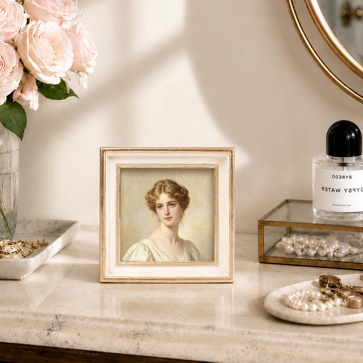 AELS 4x6 Inch Vintage Picture Frame, Elegant Luxury Antique Photo Frames with Glass Front, Photo Display, Tabletop Wall Hanging, Gift Ideas, Pearl Pattern