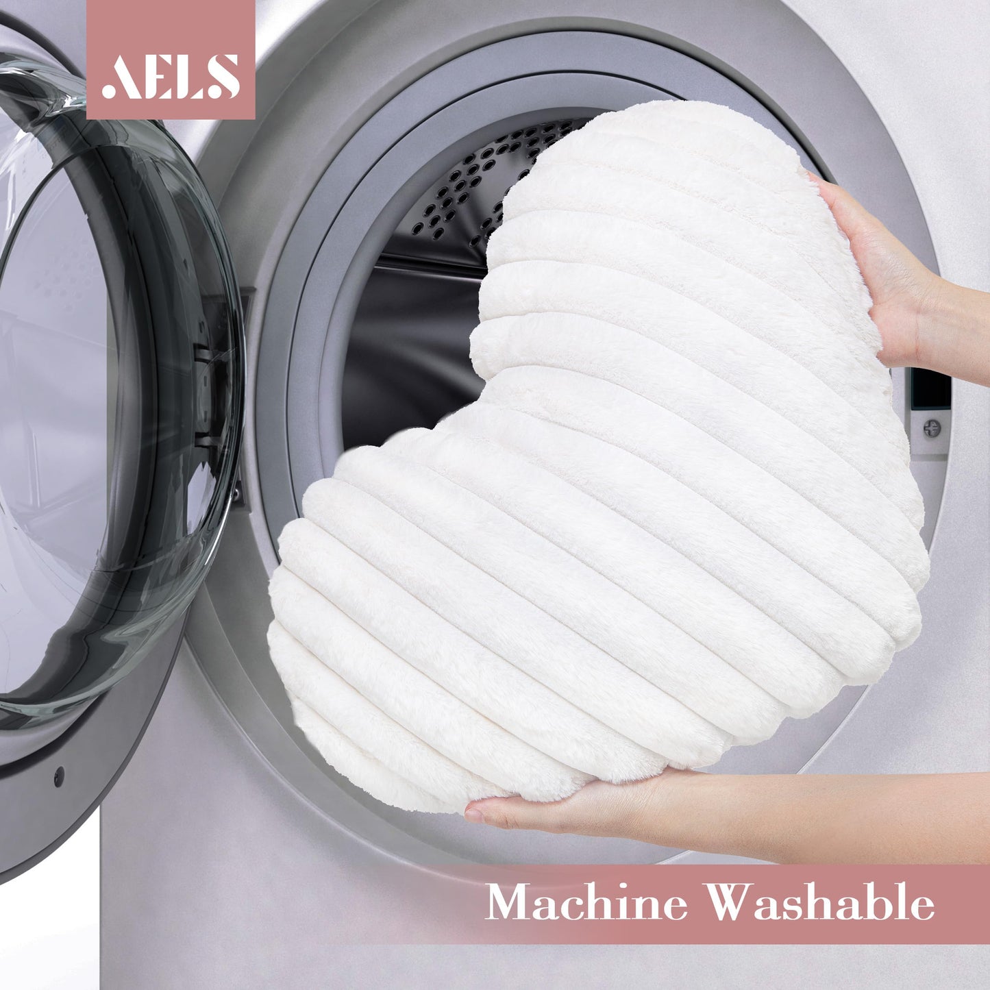 AELS Heart Shaped Pillow, 20 Inches Heart Decorative Throw Pillows, Faux Fur Love Cute Pillows, Valentines Day Decorations, Wedding Decor, Living Room Bedroom Nursery Decor, White