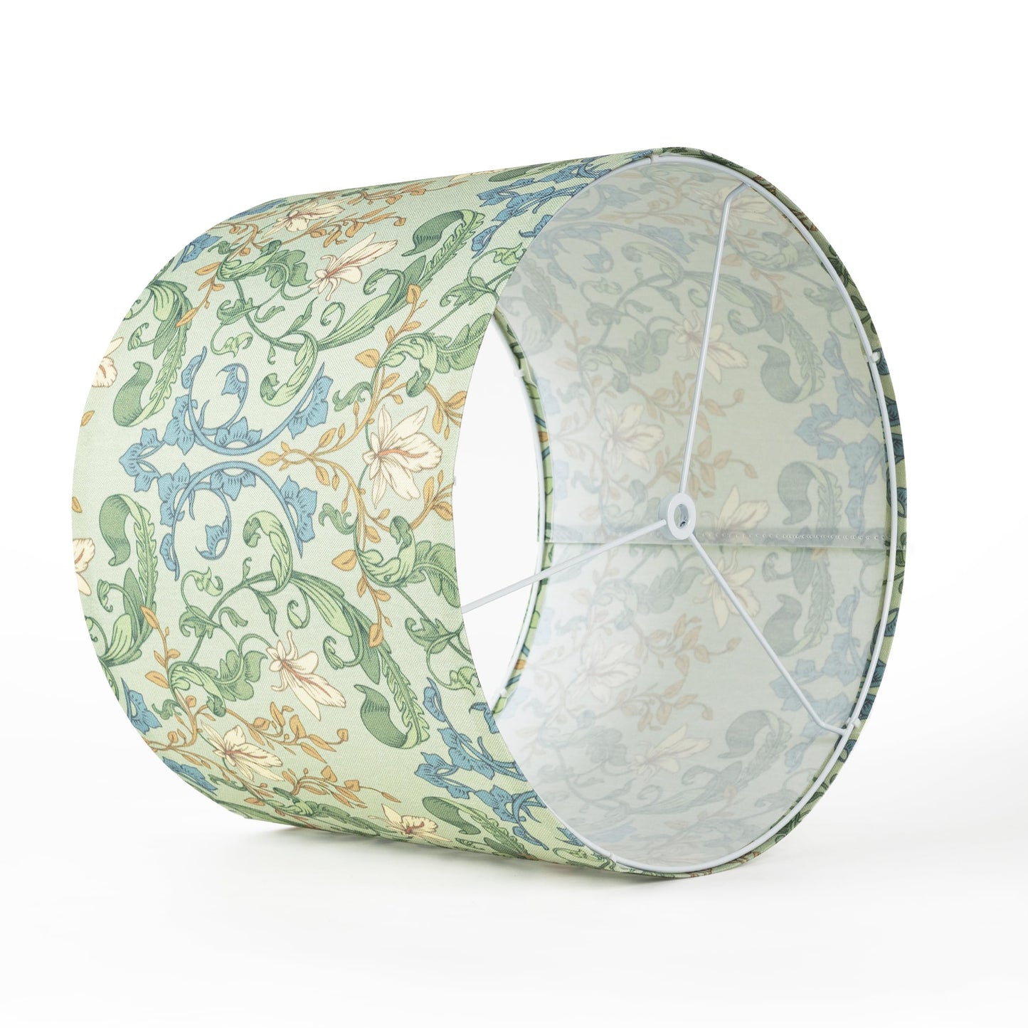 Boho Lamp Shades Set of 2, Floral Fabric Drum Lampshades for Table or Floor Lamps, 13x13x10 Medium Size (Spider Fitter), Easy Assembly Required