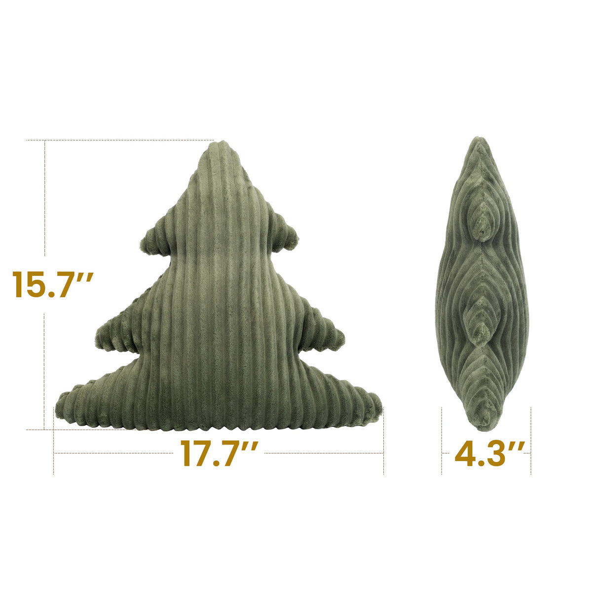 AELS Faux Fur Christmas Tree Decorative Pillow Set of 3, Forest Green Series