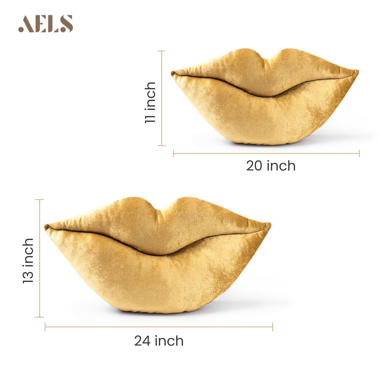 AELS 3D Large Lips Throw Pillows Smooth Soft Velvet Decorative Throw Pillows Love Pillows Cute Pillow 24 X 12 inches for Couch Sofa Bed Living Room Bedroom, Red