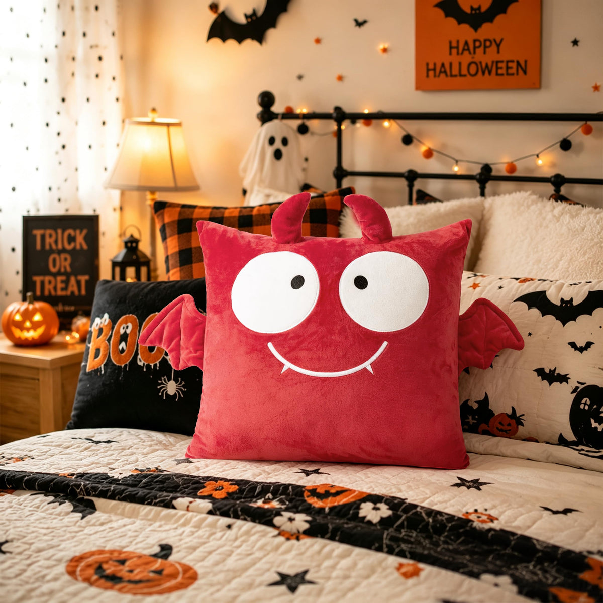 AELS Halloween Monster Pillow Covers 18x18 Inch Set of 2, Red