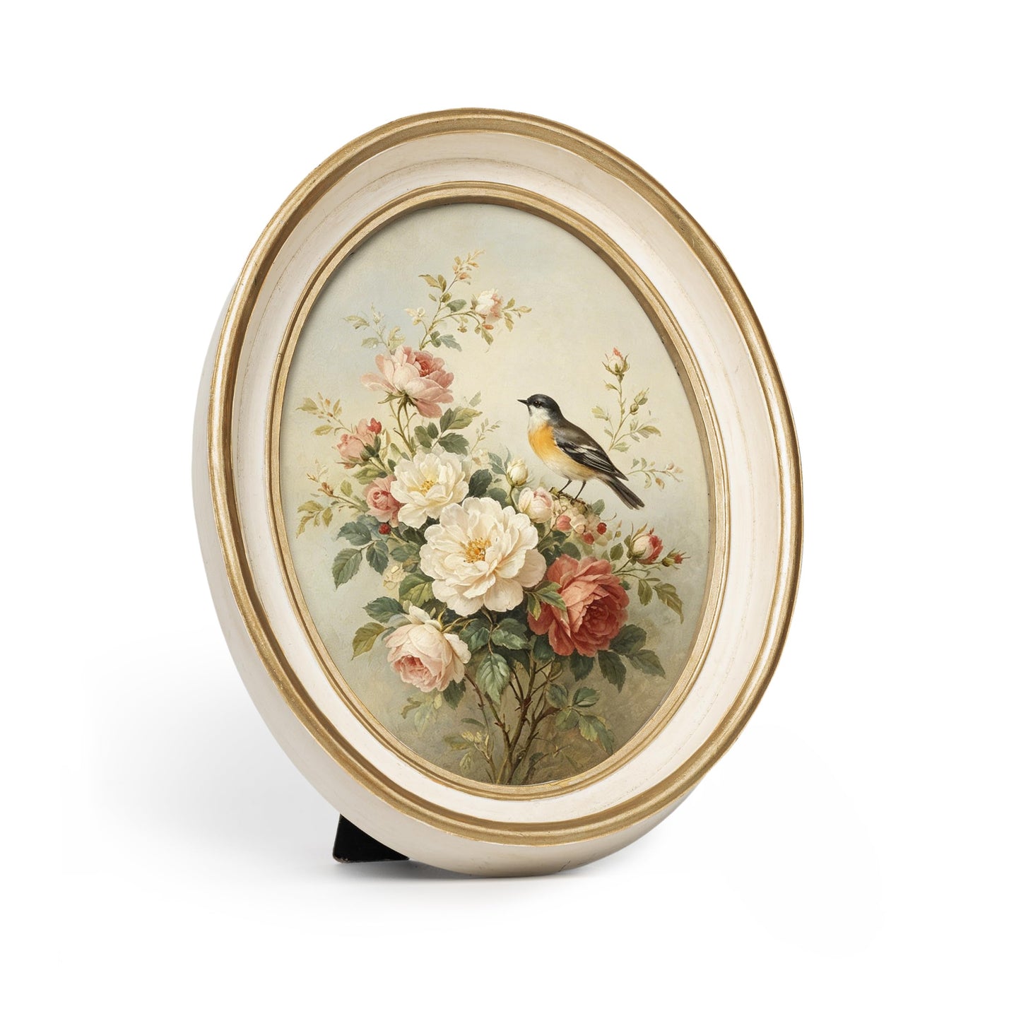 AELS 2.5x3.5 Inch Small Wallet Size Vintage Picture Frame, Elegant Antique Mini Photo Frames with Glass Front, Photo Display, Tabletop Wall Hanging, Gift Ideas, Black Oval with Gold Trim
