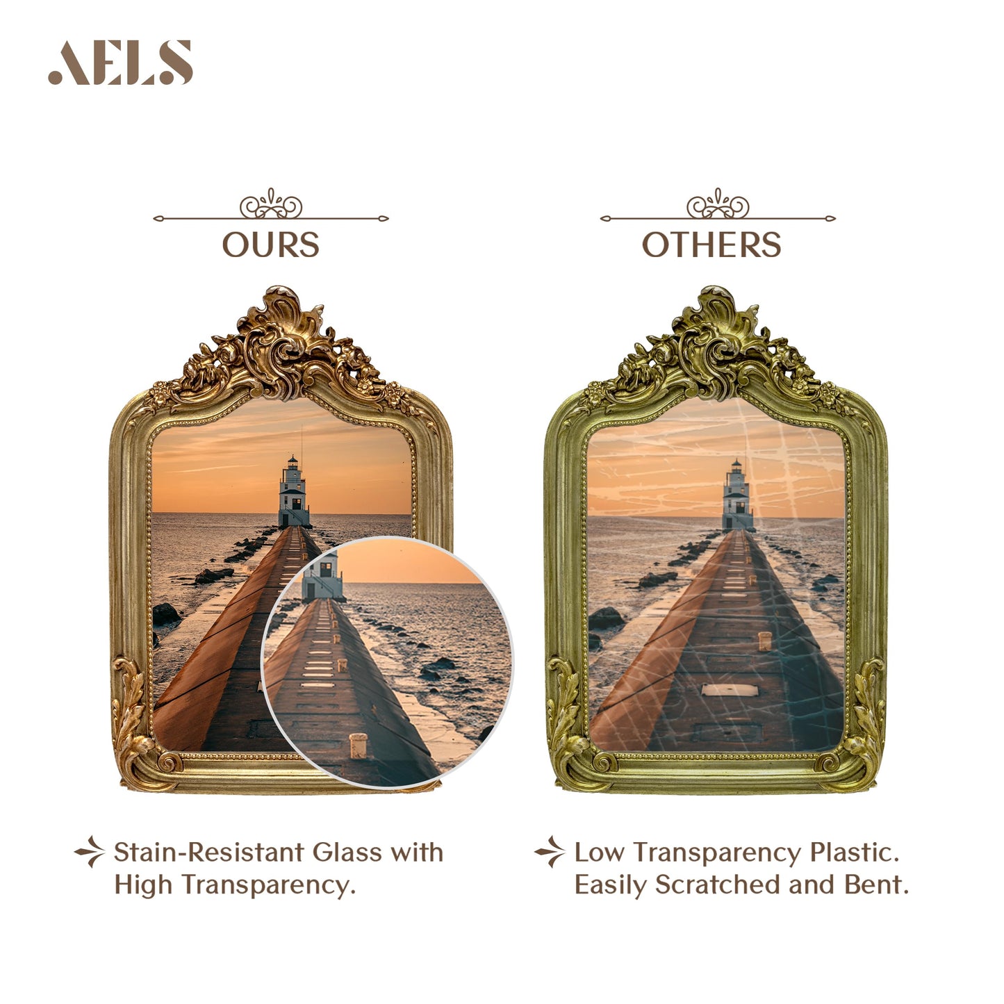AELS 4x6 Inch Vintage Picture Frame, Elegant Antique Photo Frames with Glass Front, Photo Display, Tabletop Wall Hanging, Gift Ideas
