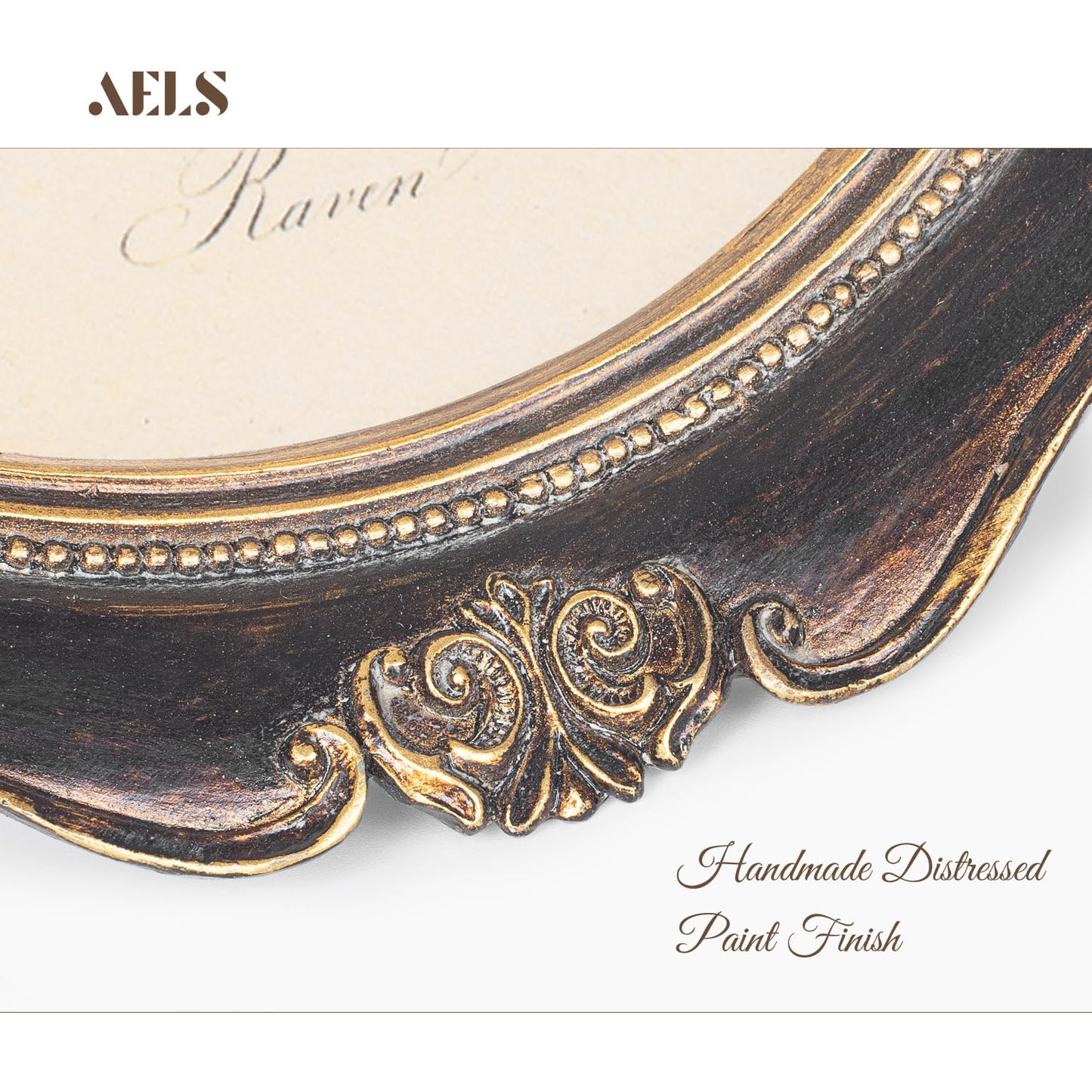 AELS 4x6 Inch Vintage Picture Frame, Elegant Antique Photo Frames with Glass Front, Photo Display, Tabletop Wall Hanging, Gift Ideas, Oval