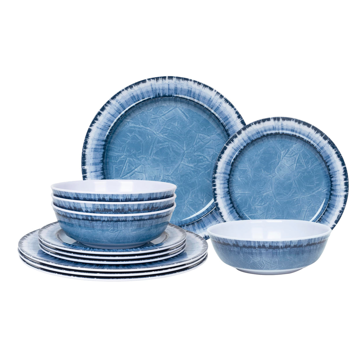AELS Melamine Dinnerware Set of 18 Pcs Dinner Dishes Set, Lightweight Unbreakable for Indoor and Outdoor Use, BPA Free, Dishwasher Safe, Light Blue