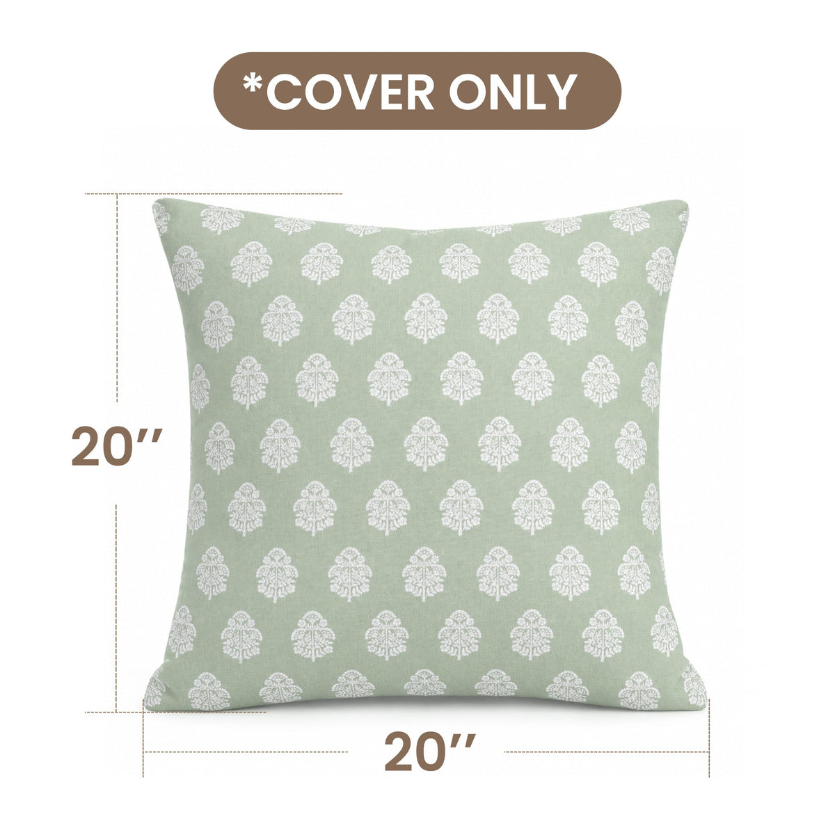 AELS 18x18 Decorative Farmhouse Throw Pillow Covers, Boho Floral Block Print Pillow Covers, Set of 2, Slate Blue Botanical Cushion Covers for Sofa Couch Bed Living Room Bedroom, Cover Only