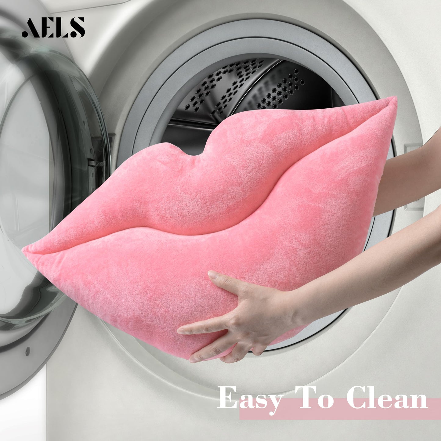 AELS 3D Large Lips Throw Pillows Smooth Soft Velvet Decorative Throw Pillows Love Pillows Cute Pillow 24 X 12 inches for Couch Sofa Bed Living Room Bedroom, Red