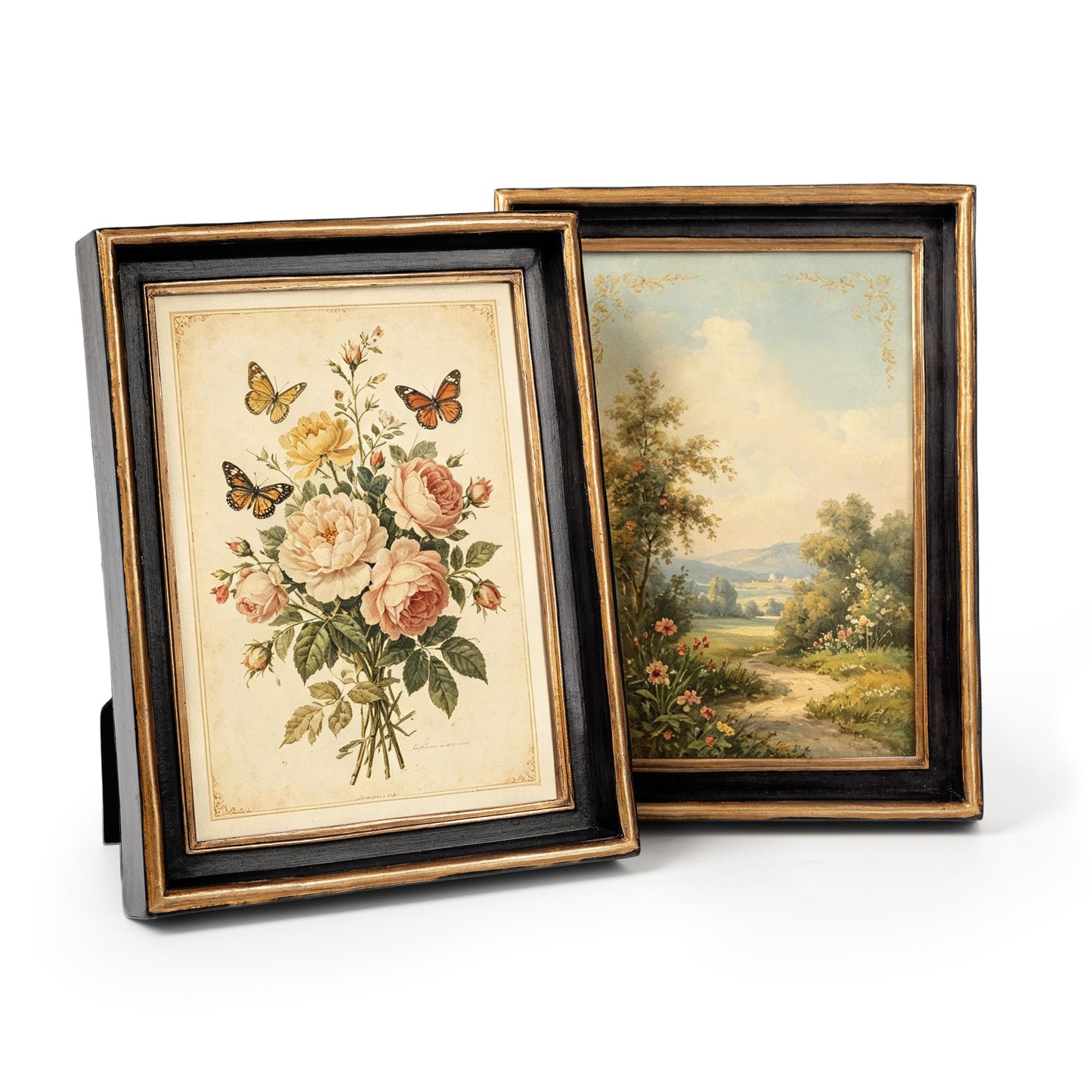 AELS 8x10 Inch Vintage Picture Frame, Elegant Antique Photo Frames with Glass Front, Photo Display, Tabletop Wall Hanging, Gift Ideas, Teal Blue with Gold Trim