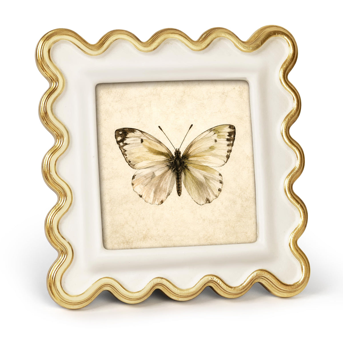 AELS 4x6 Inch Vintage Scalloped Picture Frame, Mid Century Modern Antique Photo Frames with Glass Front, Photo Display, Tabletop Wall Hanging, Gift Ideas, Dark Walnut