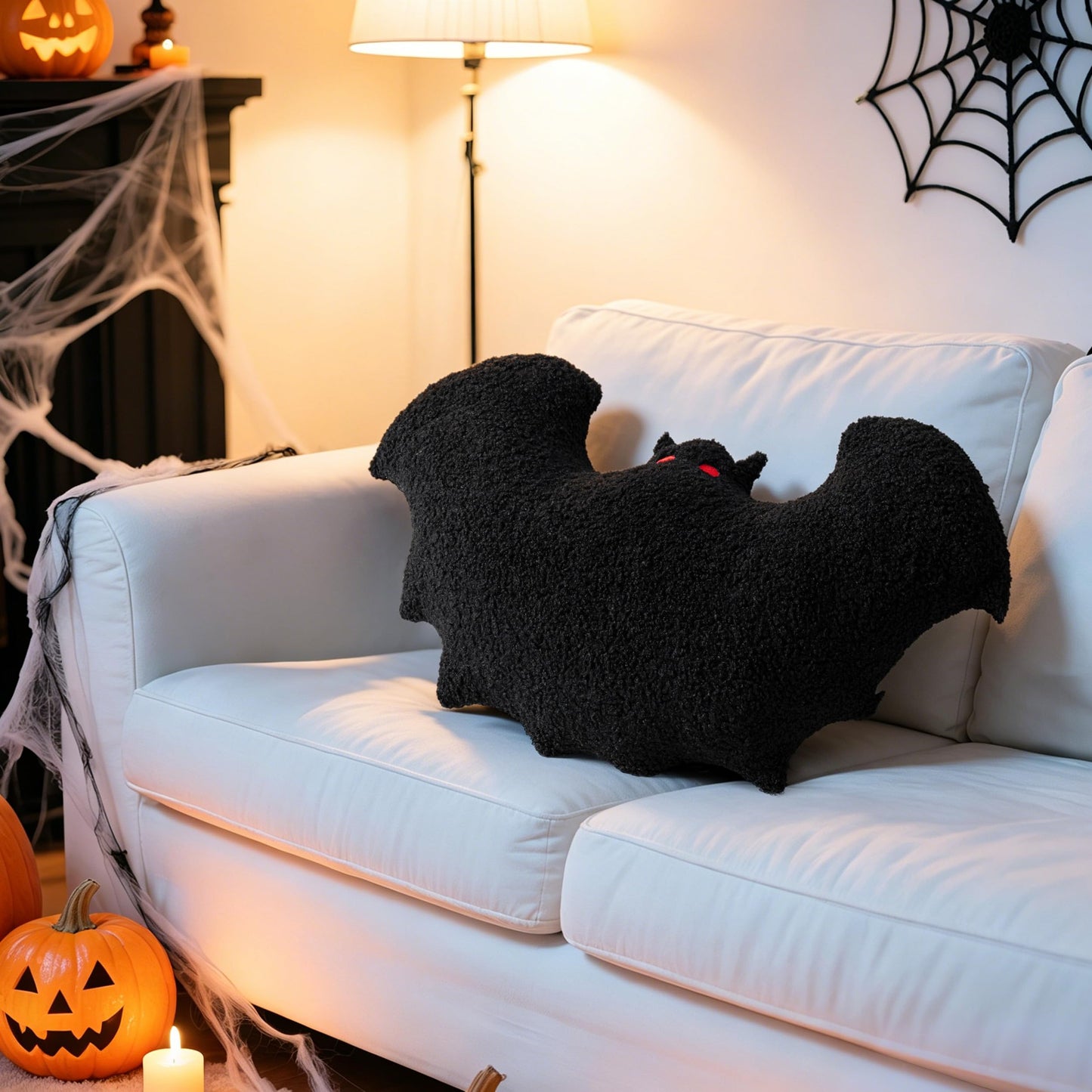 AELS Bat Pillow, 23.6" Bats Plush Pillow, Halloween Pillows for Holiday Party Home, Halloween Decorations for Living Room Bedroom, Black
