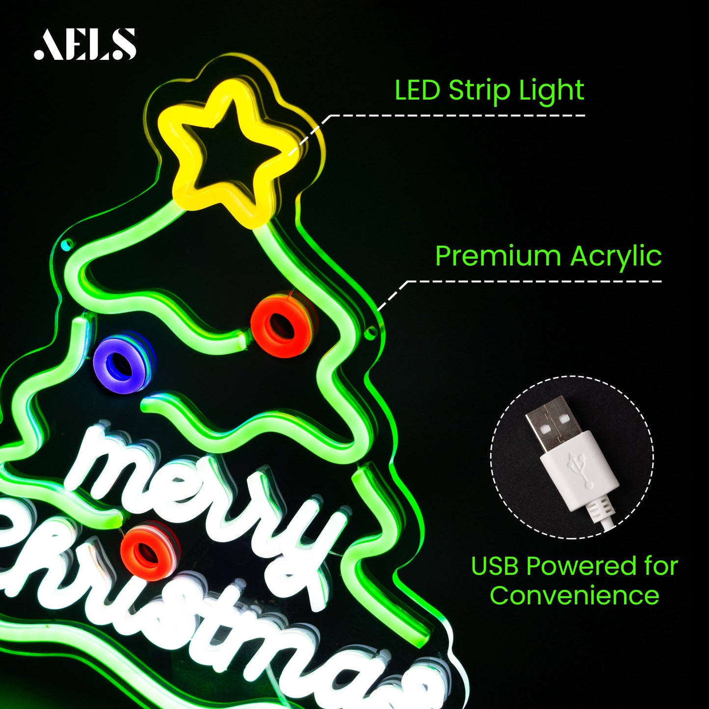 AELS 13.3" Snowflake Christmas LED Neon Sign, Dimmable USB Powered Holiday Decor for Window Wall Tree Bar & Party, Christmas Home Decor