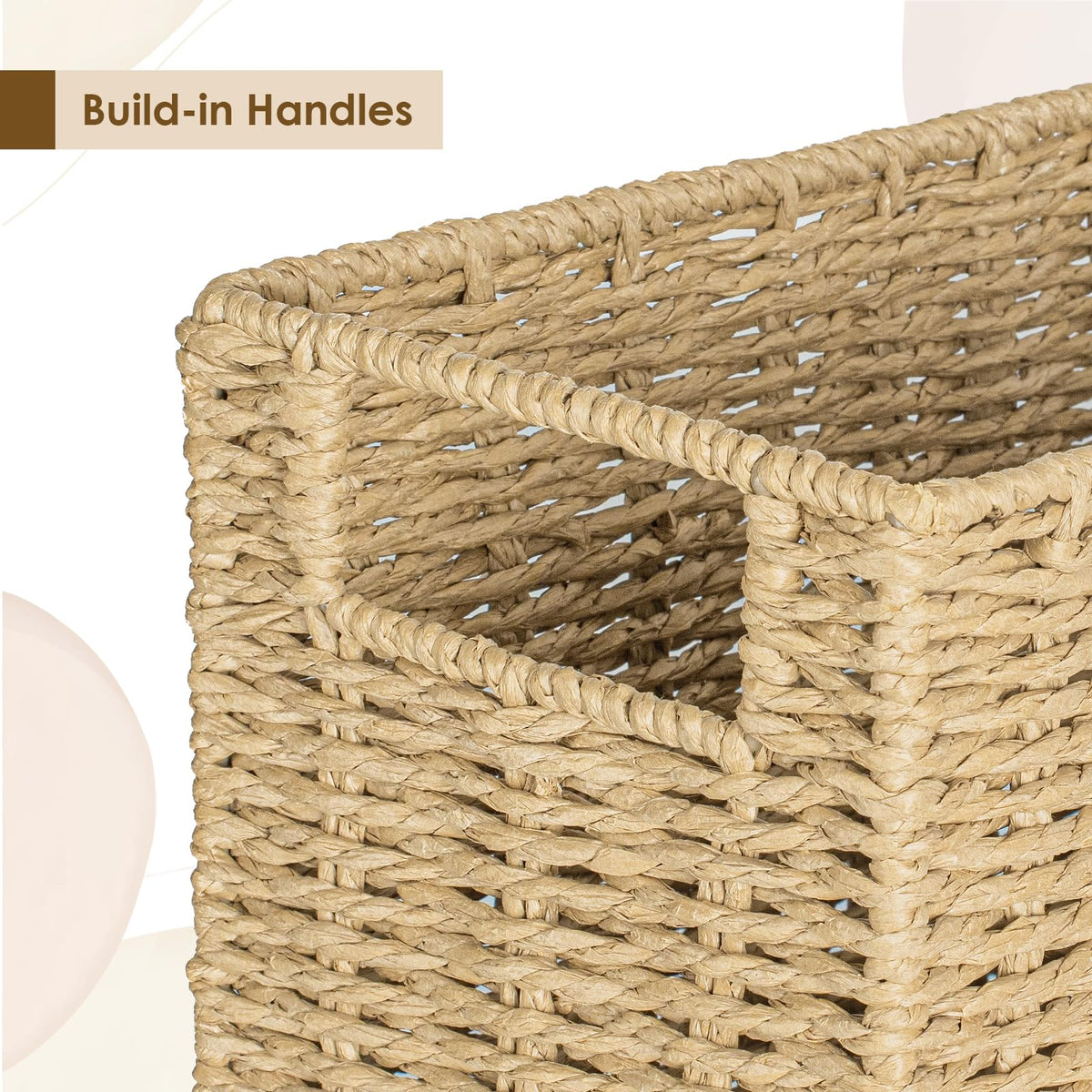 AELS Woven Natural Fibre Magazine Holder, Scalloped Edge Floor Magazine Rack, Hand-woven Organizer, Boho Modern Farmhouse Book Basket, File Newspaper Mail Holder for Office