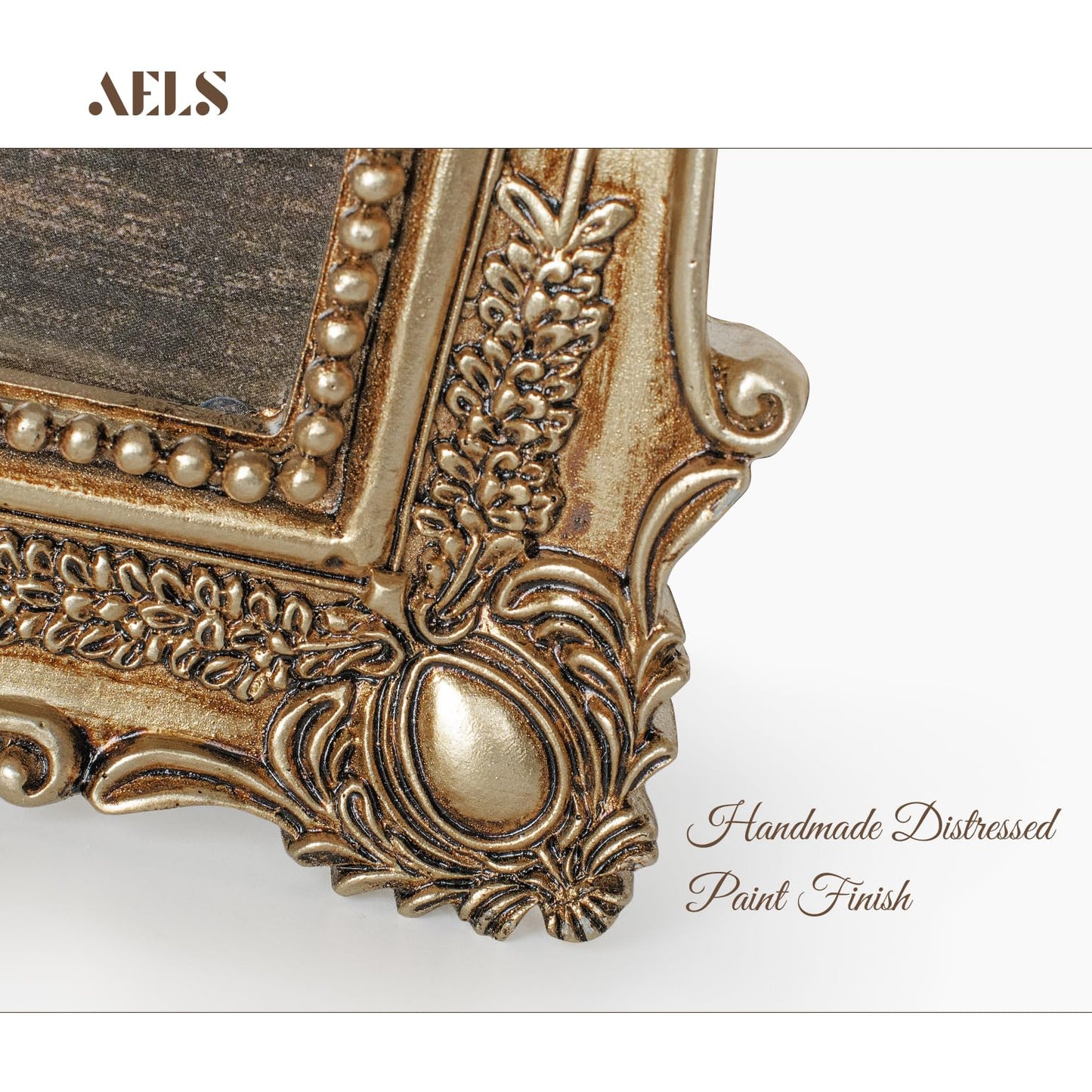 AELS 5x7 Inch Vintage Picture Frame, Elegant Antique Photo Frames with Glass Front, Photo Display, Tabletop Wall Hanging, Gift Ideas, Gold and Black