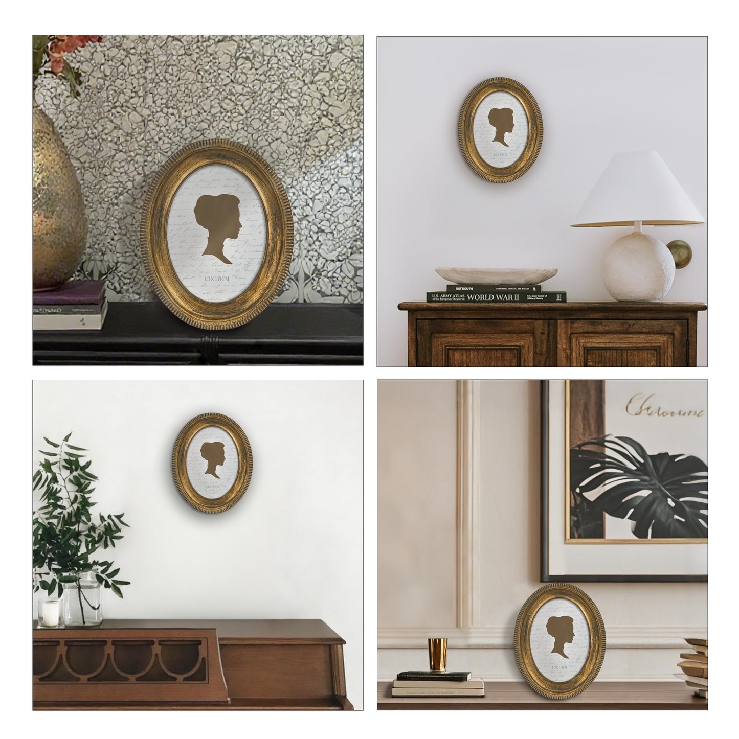 AELS 5x7 Inch Vintage Oval Picture Frame, Elegant Antique Ridged Design Photo Frames with Glass Front, Photo Display, Tabletop Wall Hanging, Gift Ideas, Distressed Bronze