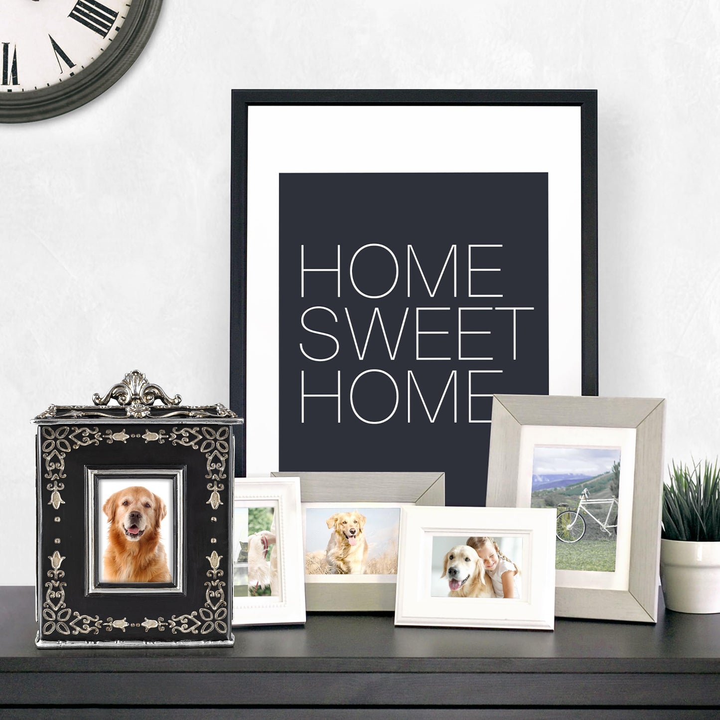 AELS Pet Urn Memory Box for Keepsakes with Photo Slot, Dog Memorial Urns for Ashes, Cat or Dog Cremation Urns, Black