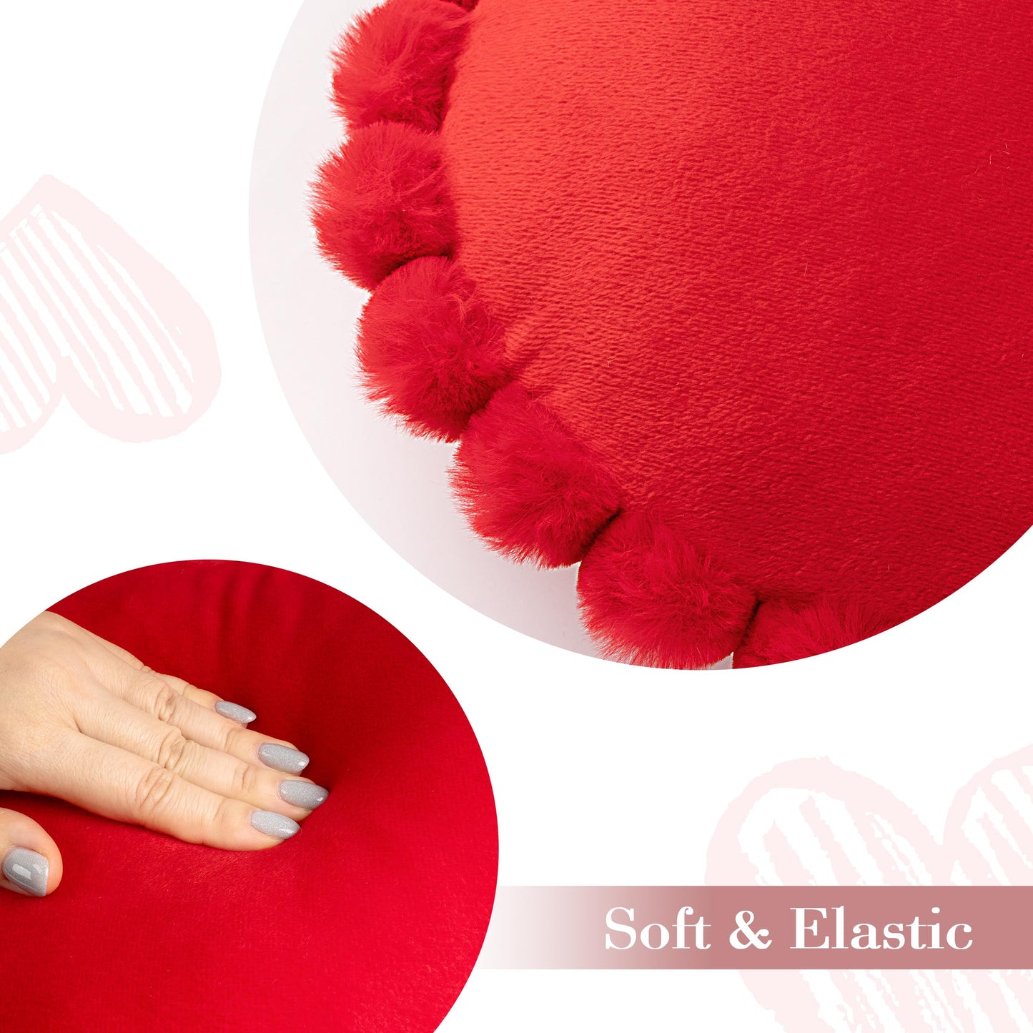 AELS Heart Shaped Pillow, 20 Inches Heart Decorative Throw Pillows, Faux Fur Love Cute Pillows, Valentines Day Decorations, Wedding Decor, Living Room Bedroom Nursery Decor, White