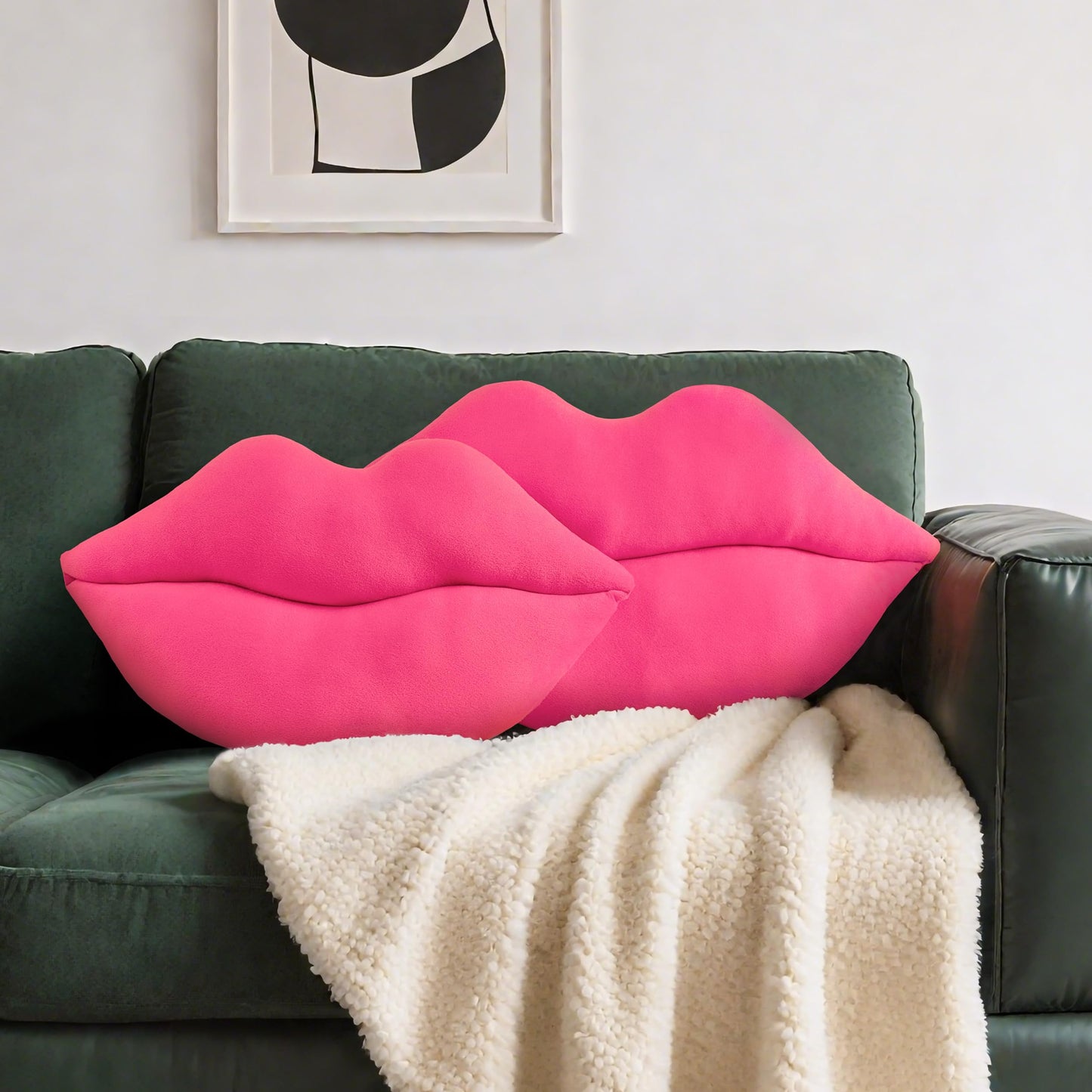 AELS 3D Large Lips Throw Pillows, Soft Decorative Love Pillows, Velvet Cute Pillow, 24 x 12 inches for Couch, Sofa, Bed, Living Room, Bedroom, Red