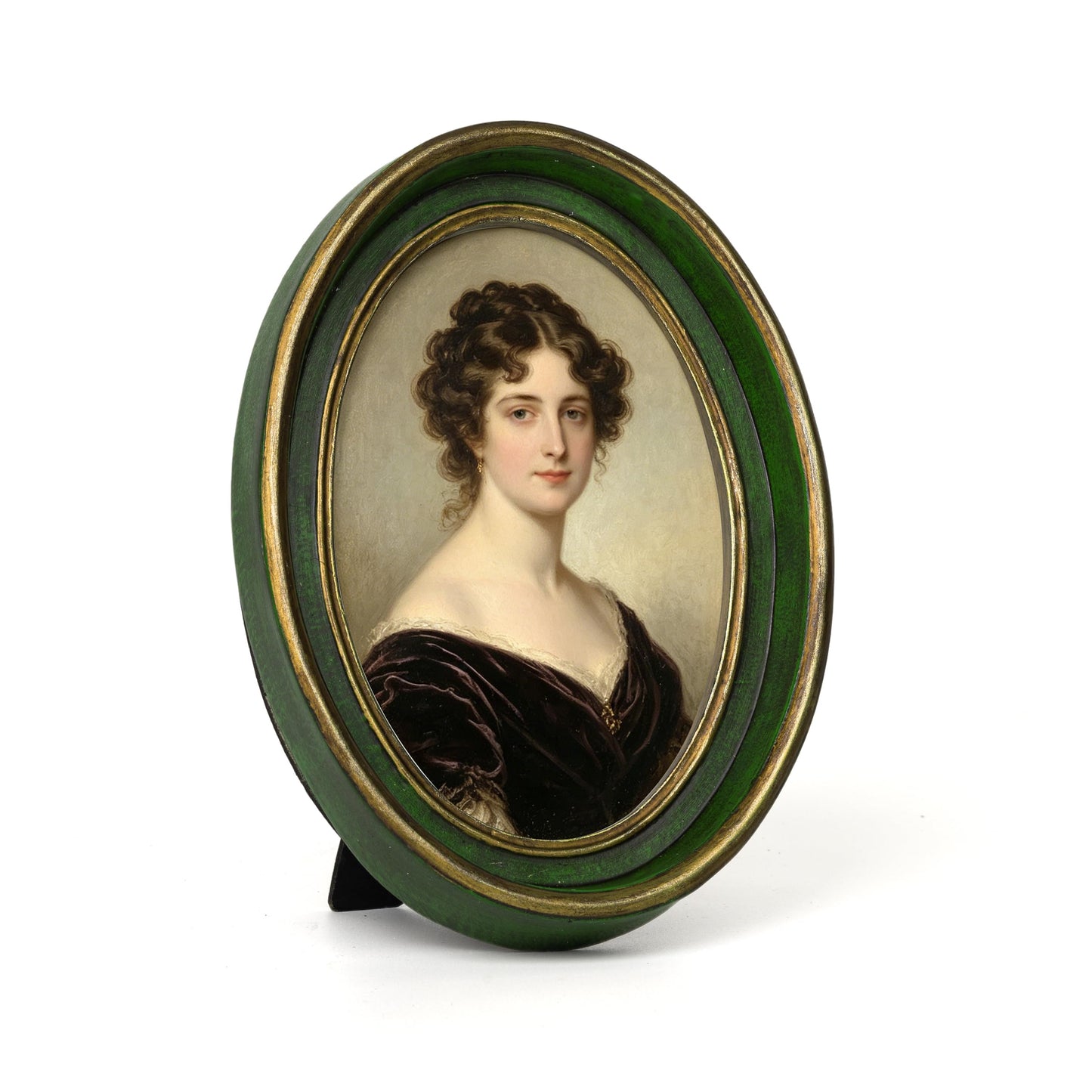 AELS 2.5x3.5 Inch Small Wallet Size Vintage Picture Frame, Elegant Antique Mini Photo Frames with Glass Front, Photo Display, Tabletop Wall Hanging, Gift Ideas, Black Oval with Gold Trim