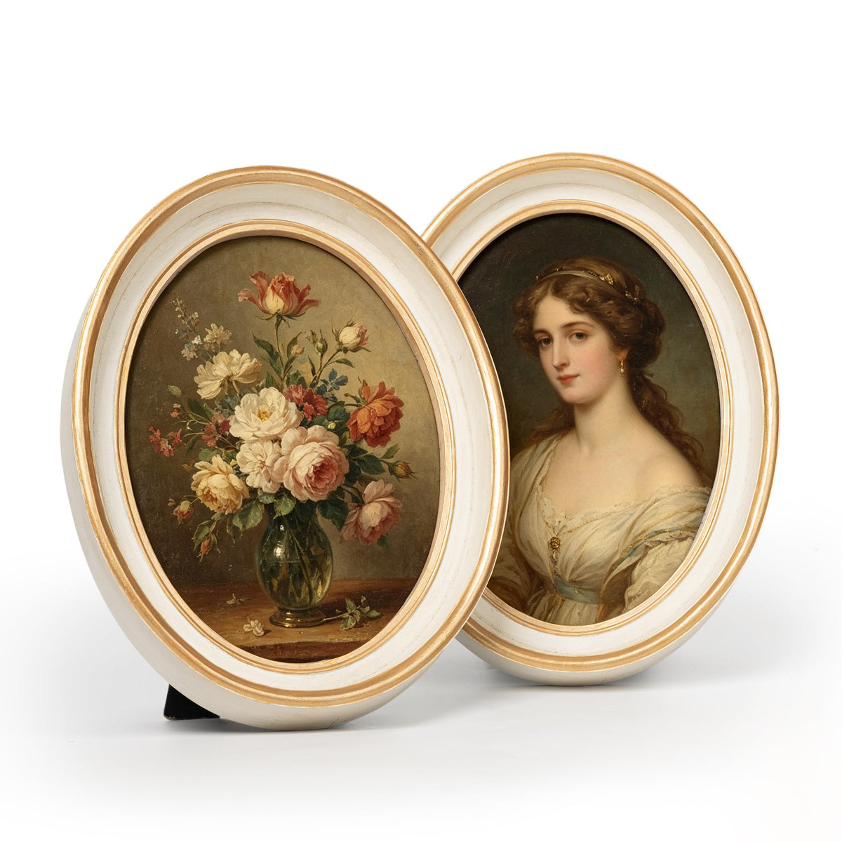 AELS 4x6 Inch Vintage Picture Frame, Elegant Antique Photo Frames with Glass Front, Photo Display, Tabletop Wall Hanging, Gift Ideas, Black Oval with Gold Trim