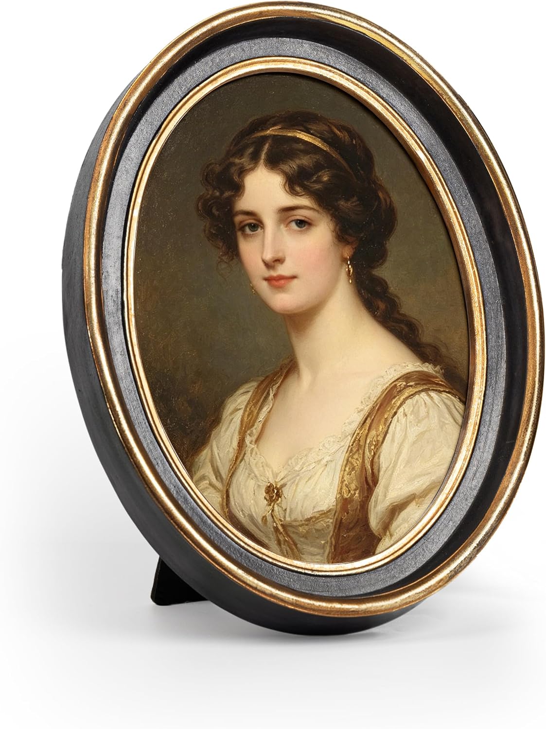 AELS 4x6 Inch Vintage Picture Frame, Elegant Antique Photo Frames with Glass Front, Photo Display, Tabletop Wall Hanging, Gift Ideas, Black Oval with Gold Trim