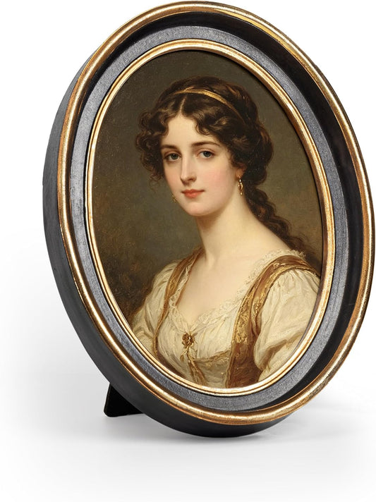 AELS 4x6 Inch Vintage Picture Frame, Elegant Antique Photo Frames with Glass Front, Photo Display, Tabletop Wall Hanging, Gift Ideas, Black Oval with Gold Trim